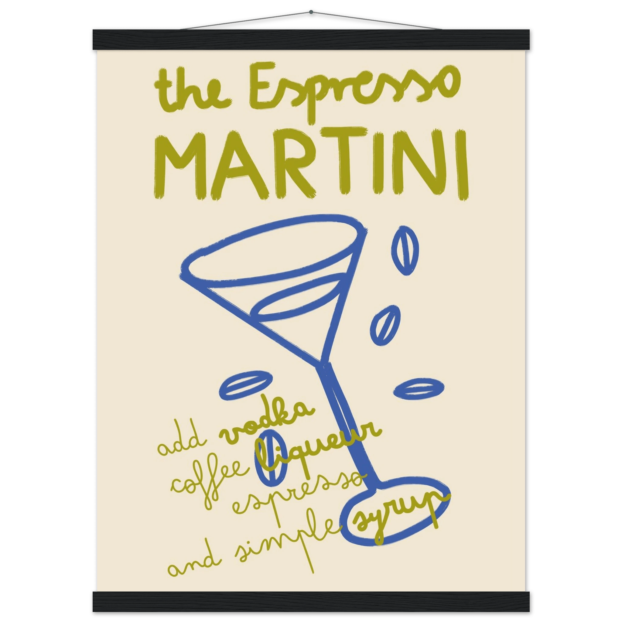 Espresso Martini Print | Cocktail Recipe Wall Art | Kitchen Bar Poster - Evergreen Posters