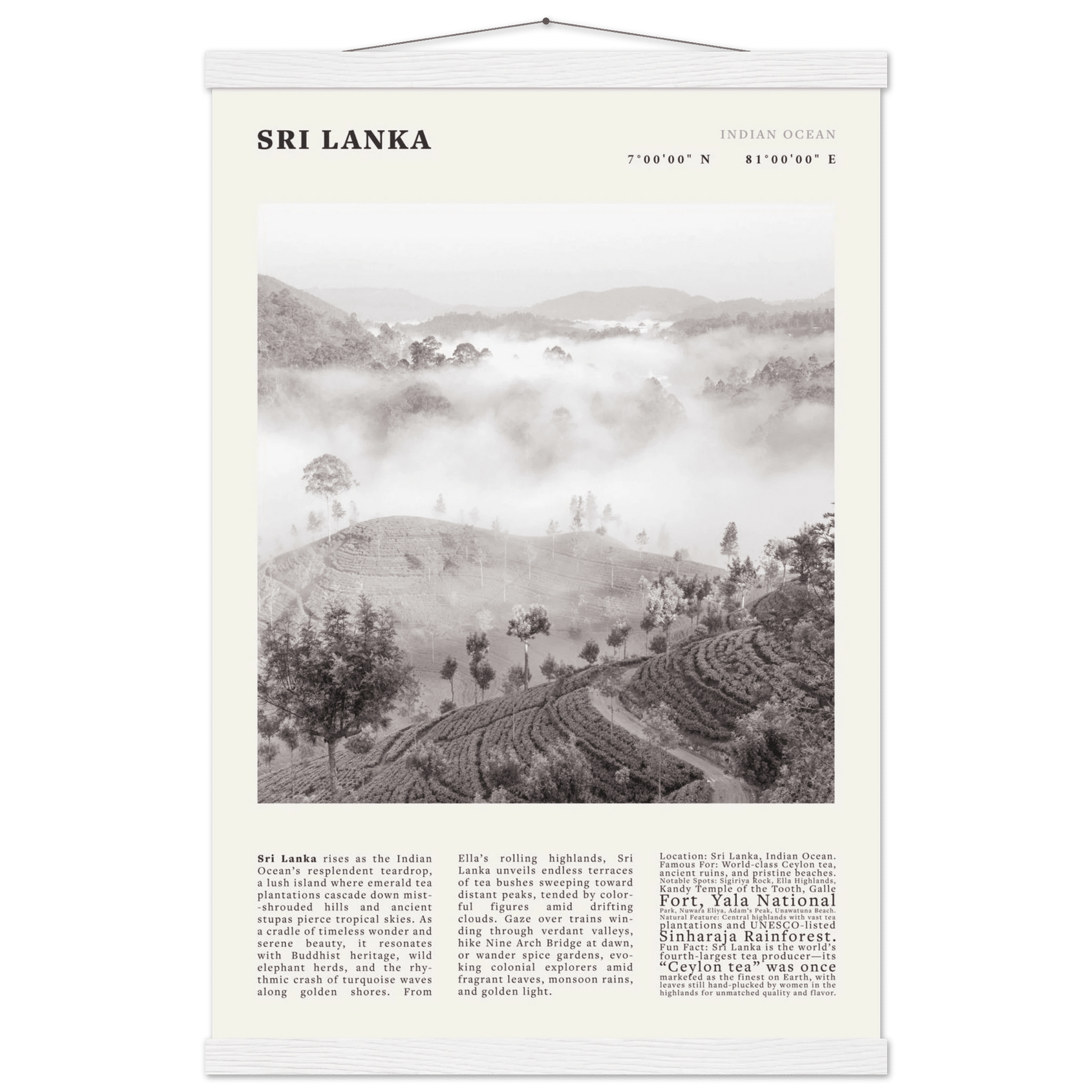 Sri Lanka Poster Black and White – Vintage Ceylon Tea Plantation Print (Digital & Printed Options) - Evergreen Posters