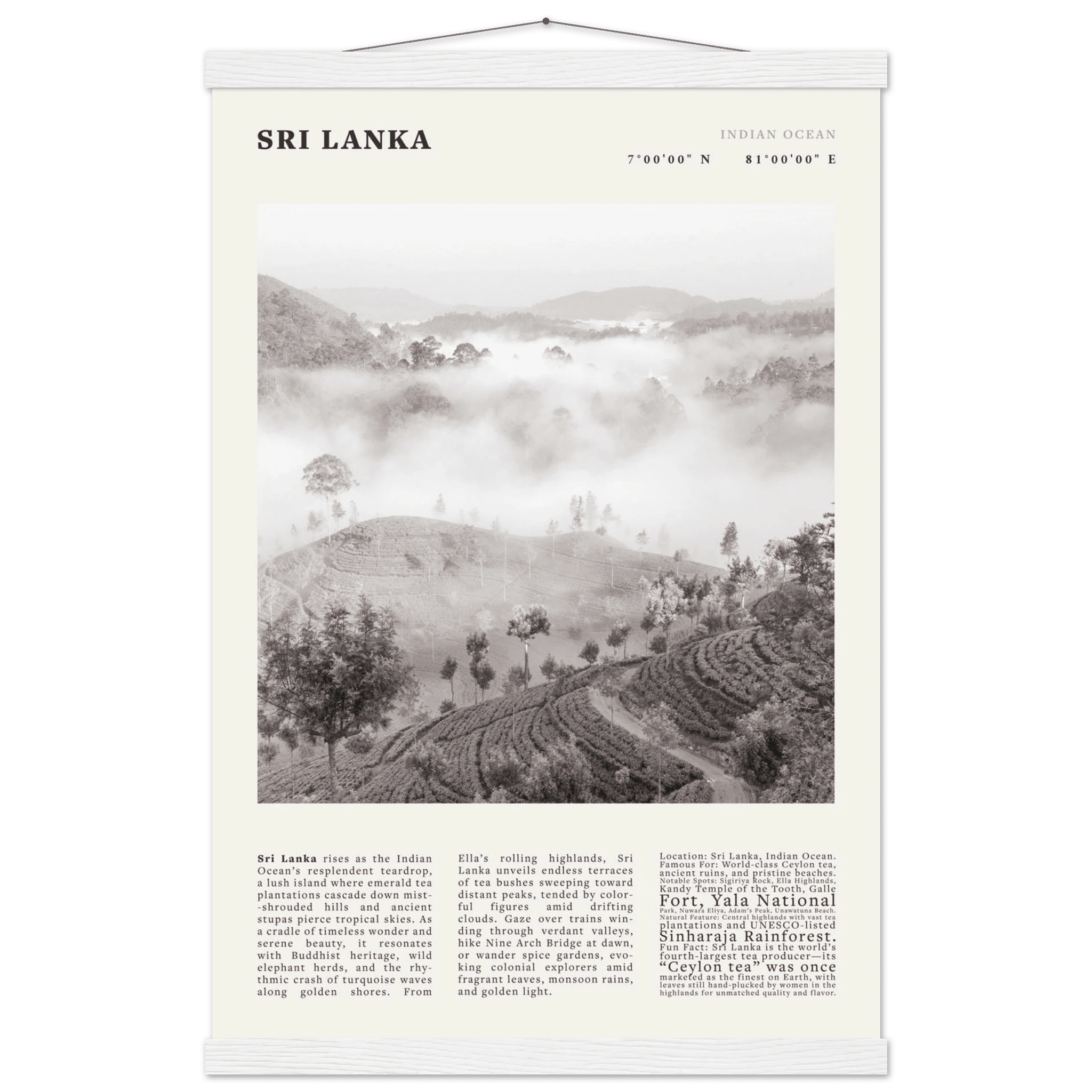 Sri Lanka Poster Black and White – Vintage Ceylon Tea Plantation Print (Digital & Printed Options) - Evergreen Posters
