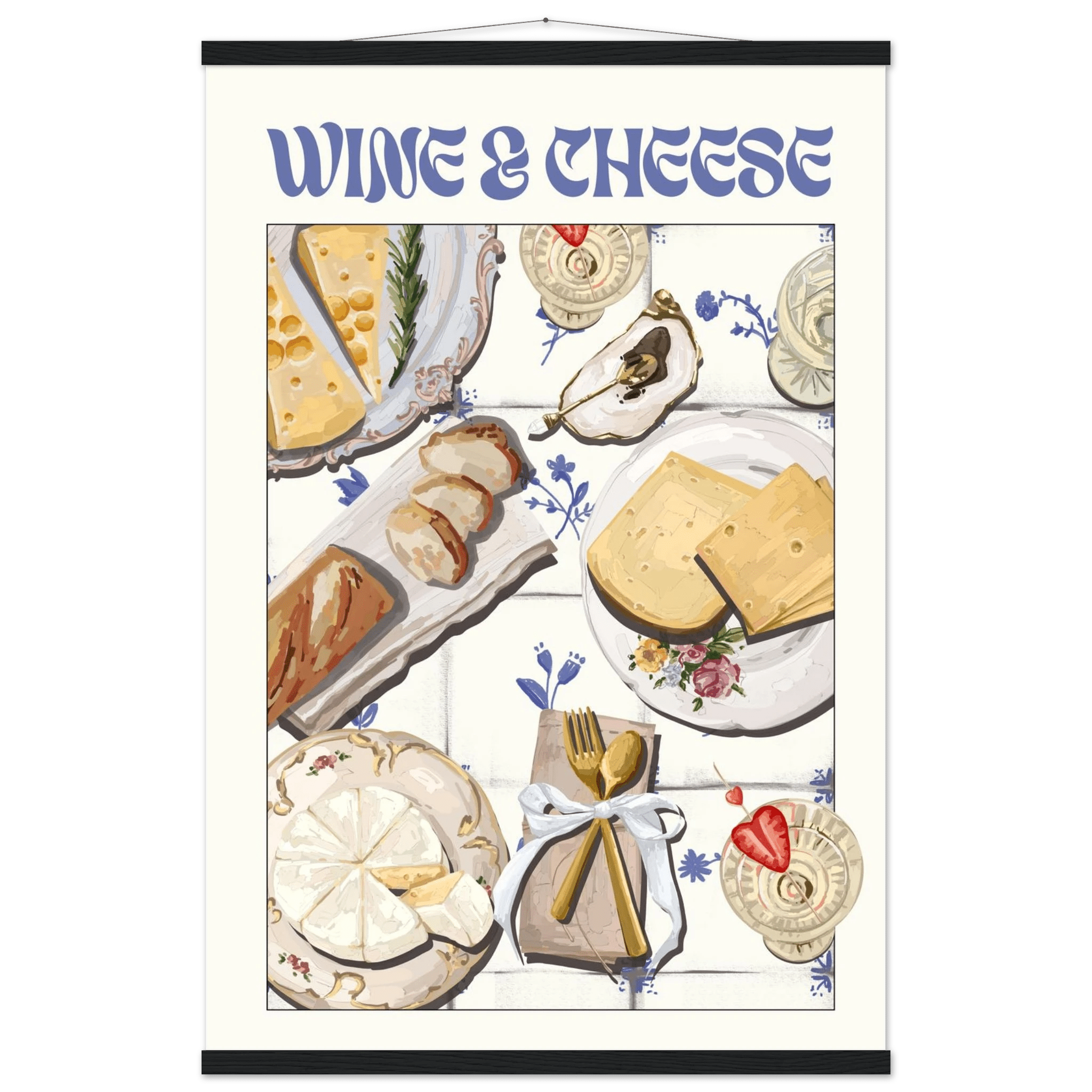 Wine & Cheese Poster – Elegant Kitchen & Dining Wall Art Print (Digital & Printed Options) - Evergreen Posters
