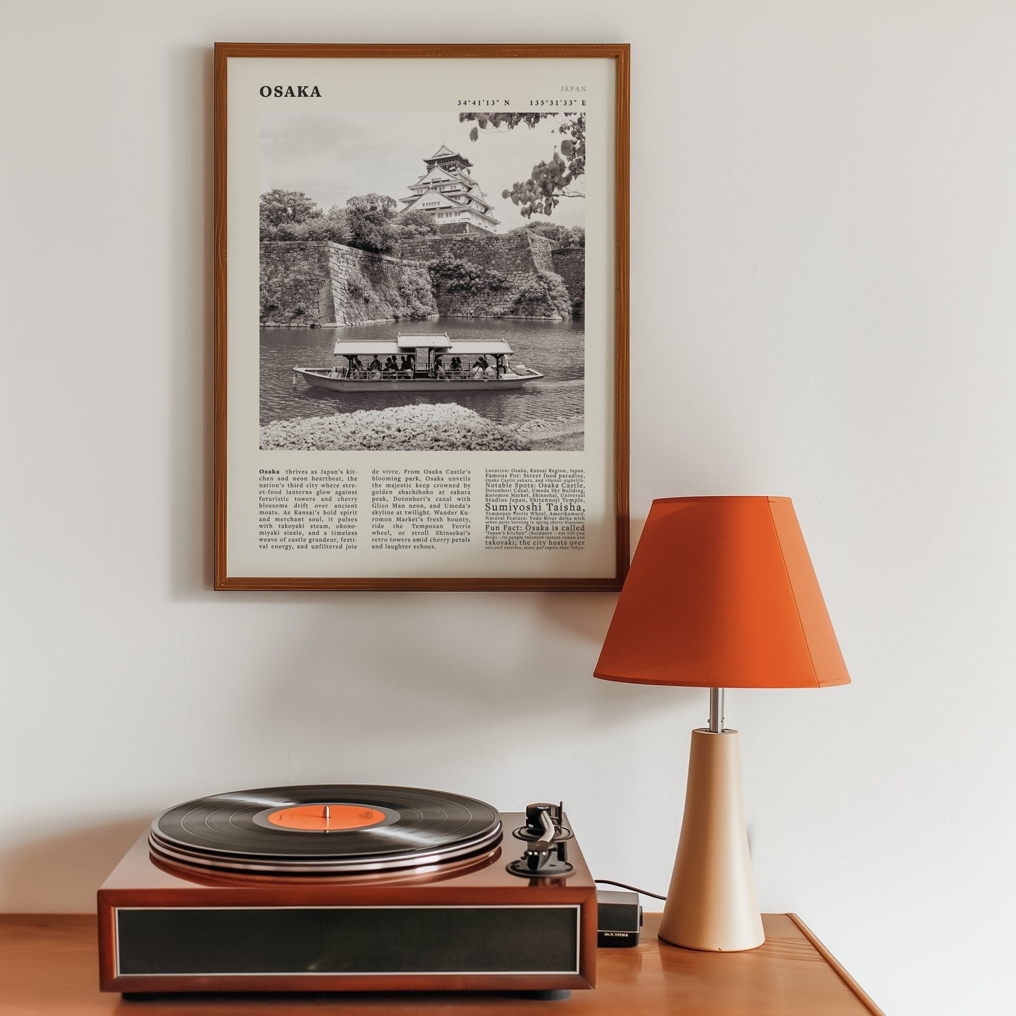 Osaka Poster Black and White – Vintage Osaka Castle Cherry Blossom Print (Digital & Printed Options) - Evergreen Posters
