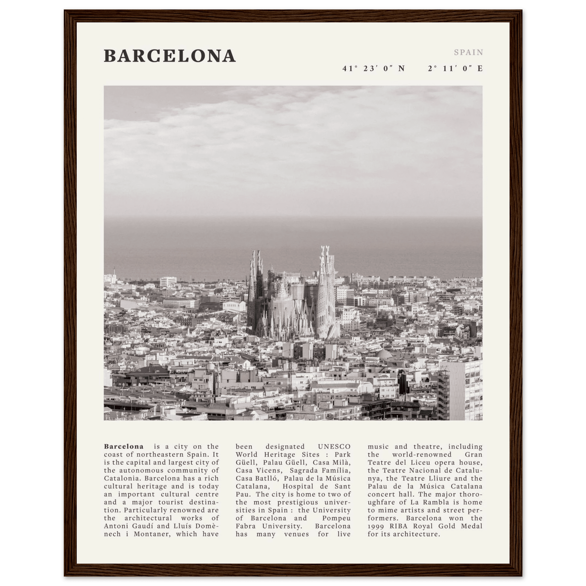 Barcelona Poster | Black & White Sagrada Familia Wall Art | Spain Travel Print - Evergreen Posters