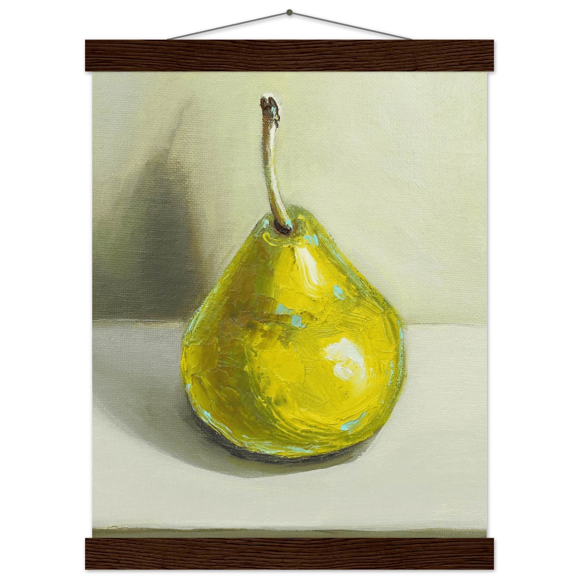 Pear Print | Green Pear Oil Painting Wall Art | Kitchen Poster - Evergreen Posters