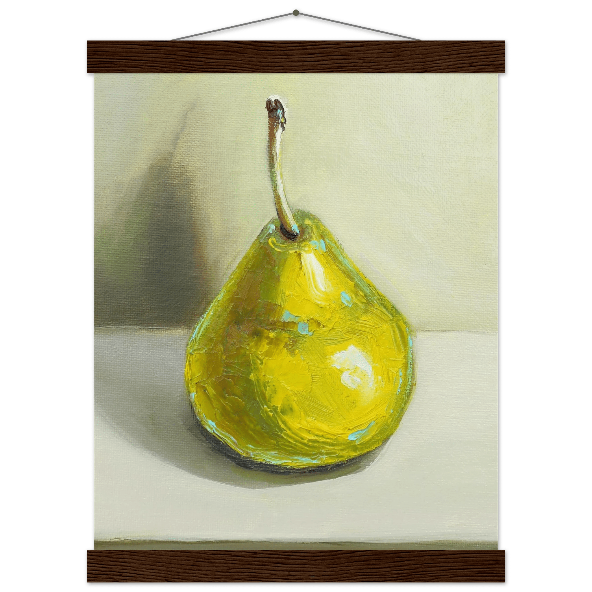 Pear Print | Green Pear Oil Painting Wall Art | Kitchen Poster - Evergreen Posters