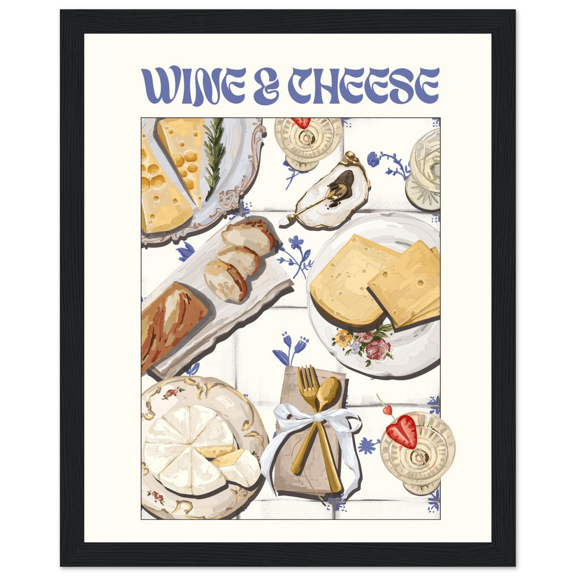 Wine & Cheese Poster – Elegant Kitchen & Dining Wall Art Print (Digital & Printed Options) - Evergreen Posters