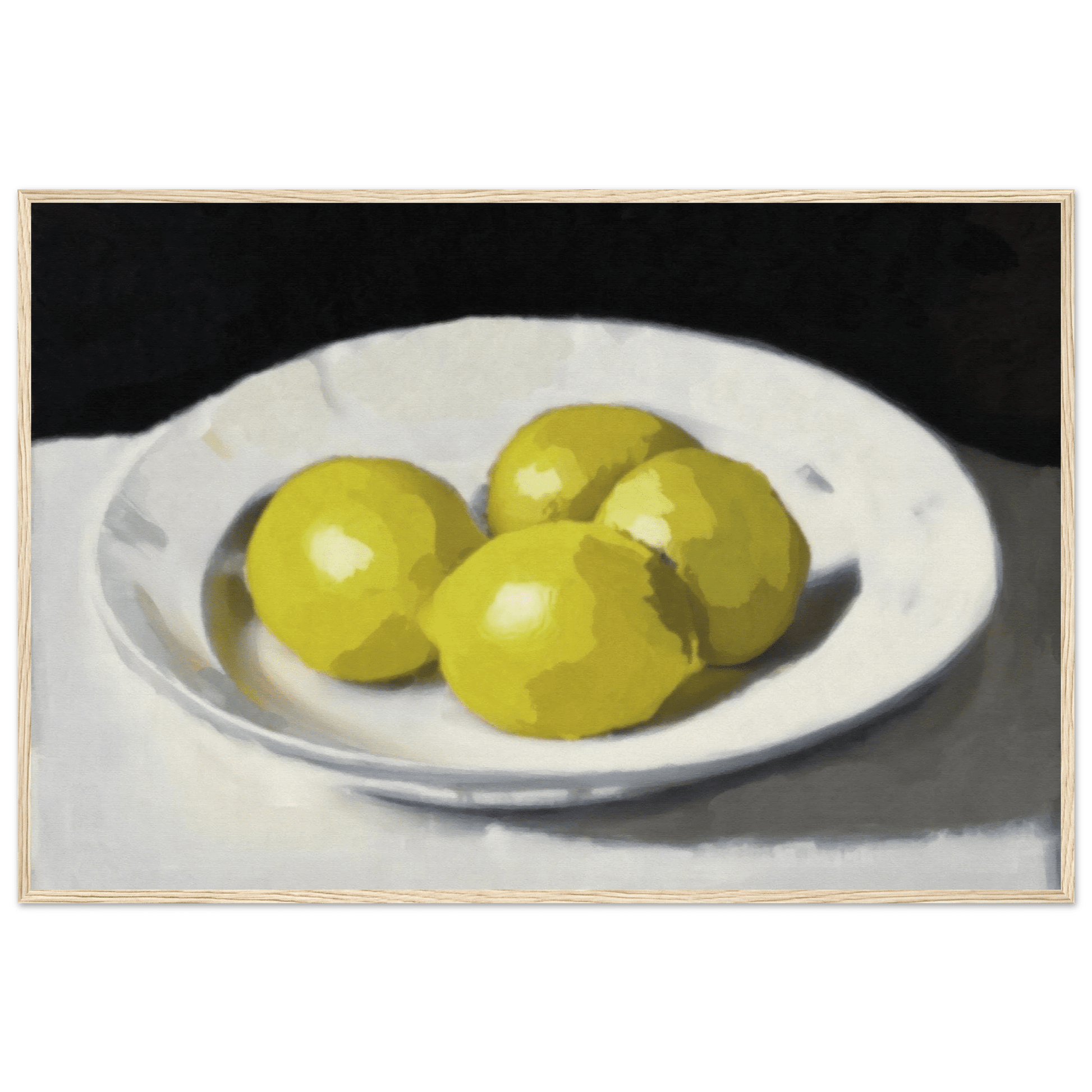 Lemons Print | Three Lemons Oil Painting Wall Art | Kitchen Still Life Poster - Evergreen Posters