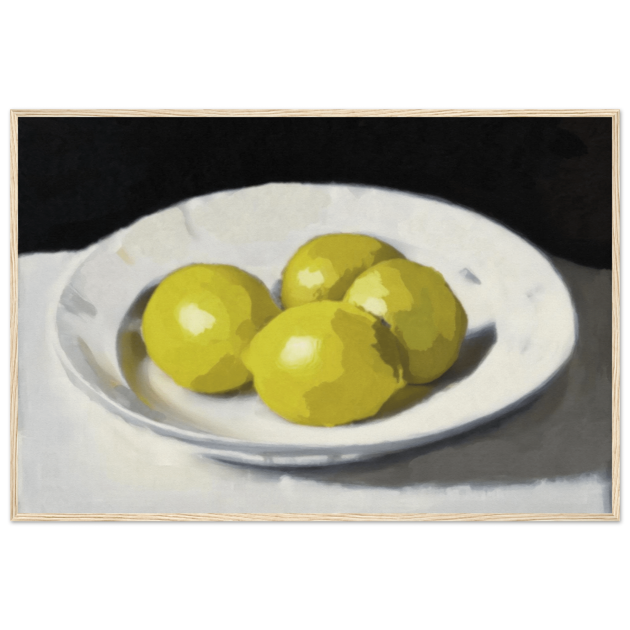 Lemons Print | Three Lemons Oil Painting Wall Art | Kitchen Still Life Poster - Evergreen Posters