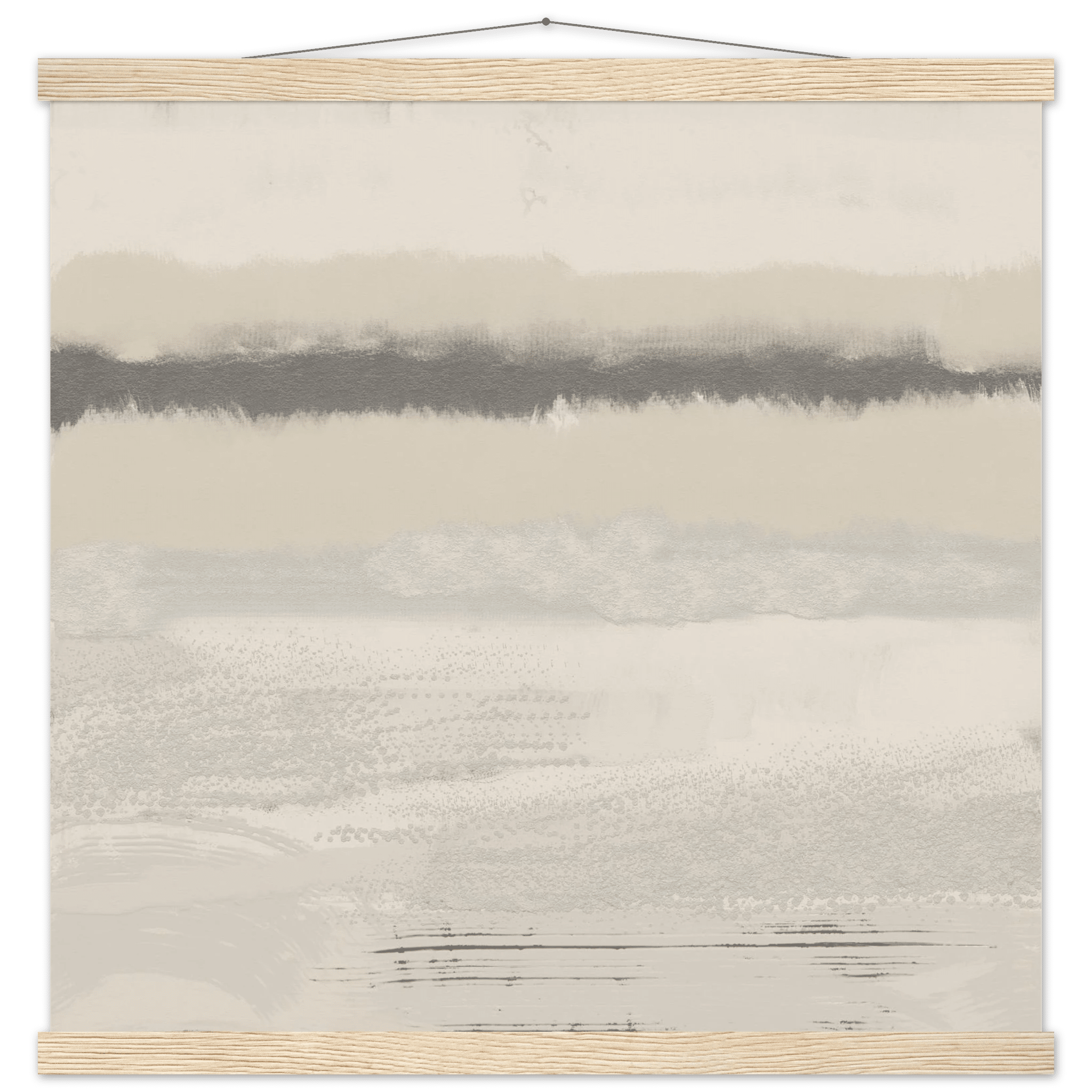 Misty Abstract Poster | Beige & Grey Textured Wall Art | Minimalist Square Print - Evergreen Posters