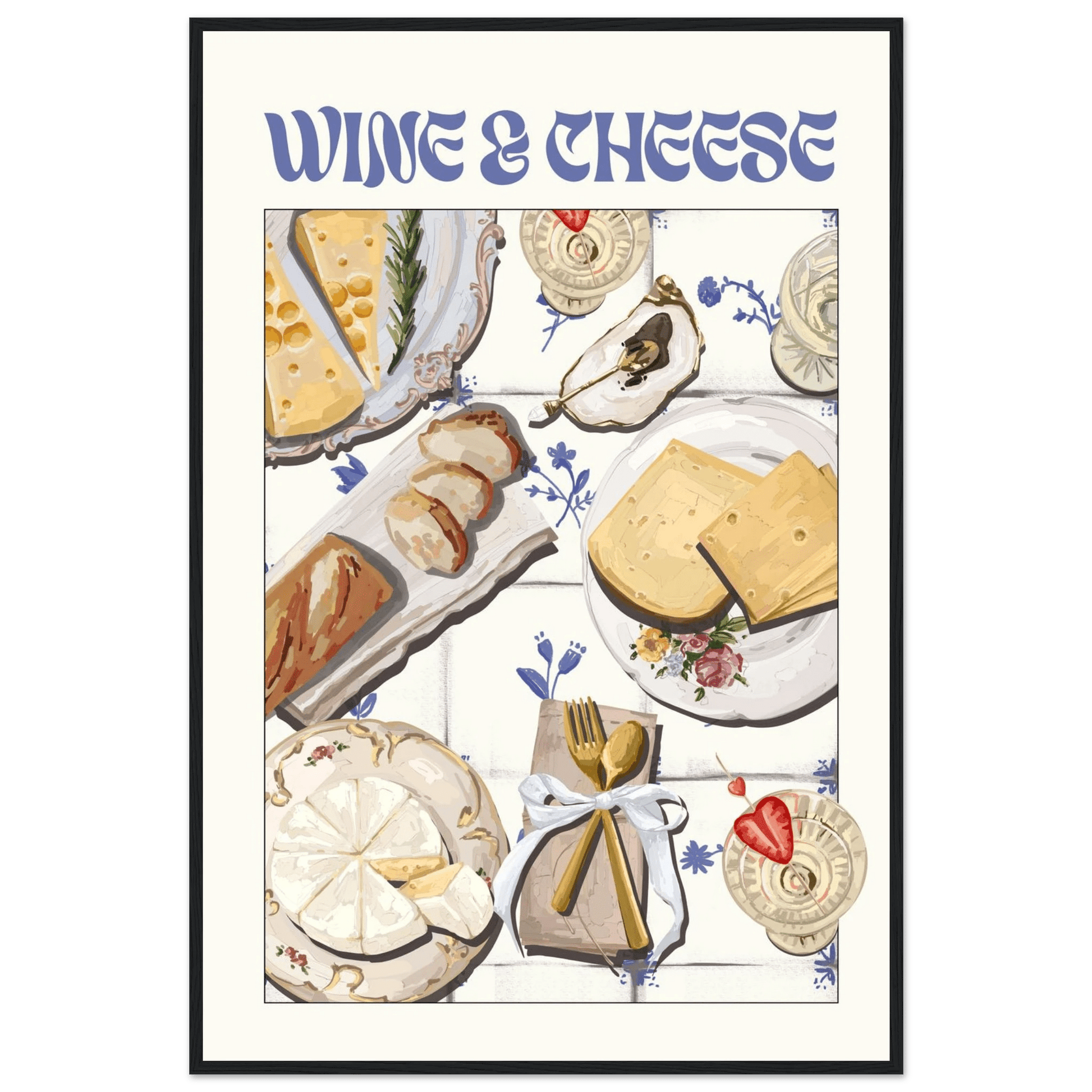 Wine & Cheese Poster – Elegant Kitchen & Dining Wall Art Print (Digital & Printed Options) - Evergreen Posters