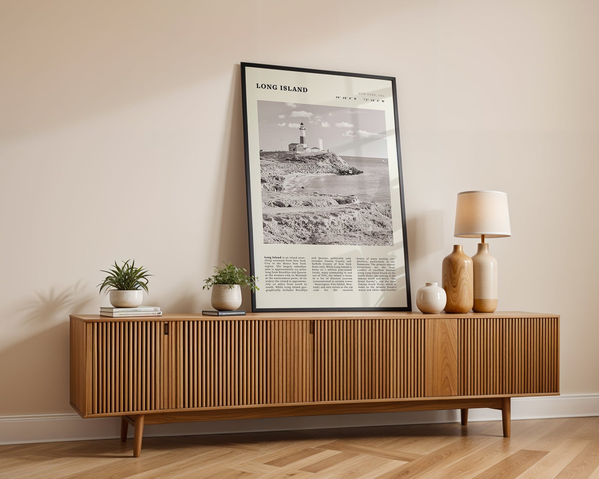 Long Island Poster | Black & White Montauk Lighthouse Wall Art | New York Print - Evergreen Posters
