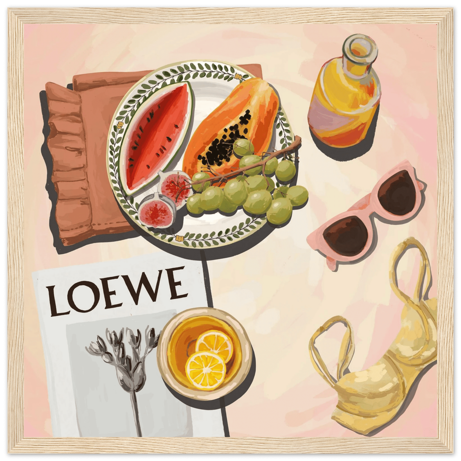 Loewe Summer Fruits Poster | Dopamine Decor Food Wall Art | Pastel Square Kitchen Print - Evergreen Posters - 8