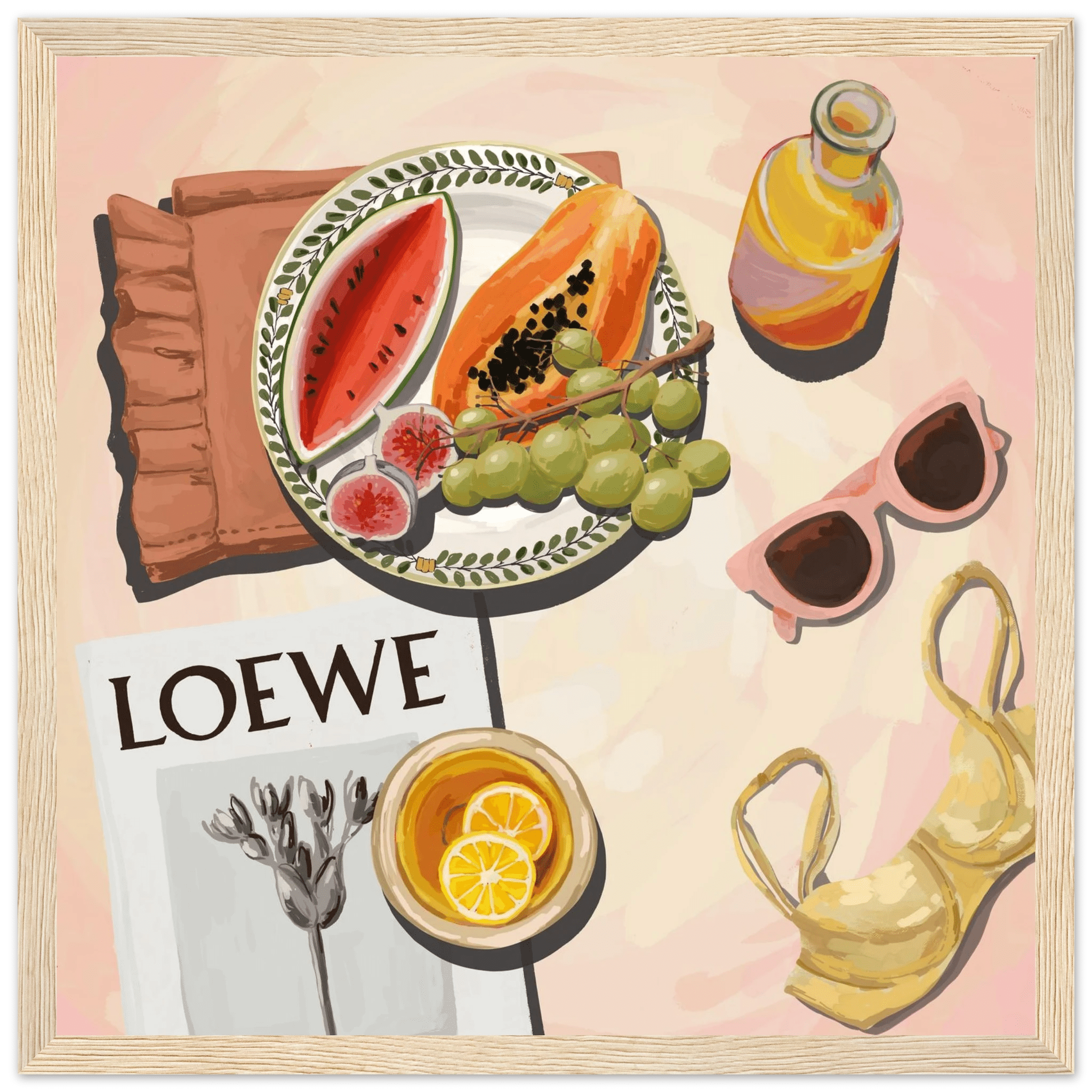 Loewe Summer Fruits Poster | Dopamine Decor Food Wall Art | Pastel Square Kitchen Print - Evergreen Posters - 8