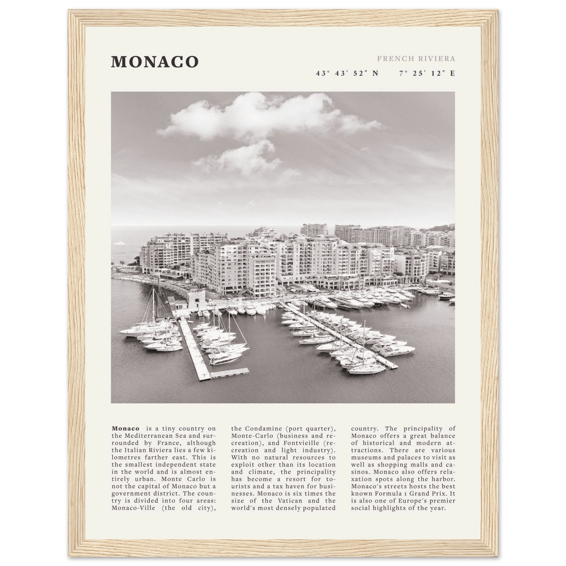 Monaco Poster Black and White – Vintage Monte Carlo Harbor Print (Digital & Printed Options) - Evergreen Posters
