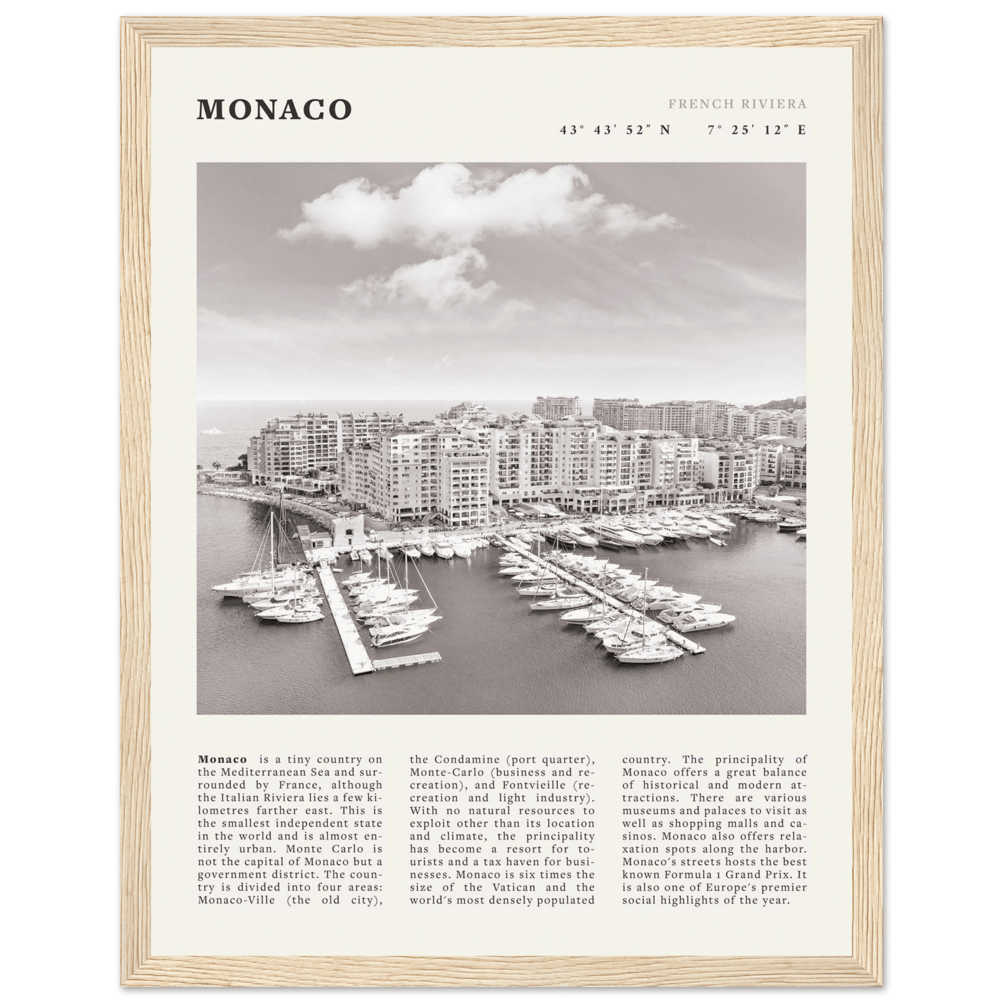 Monaco Poster Black and White – Vintage Monte Carlo Harbor Print (Digital & Printed Options) - Evergreen Posters