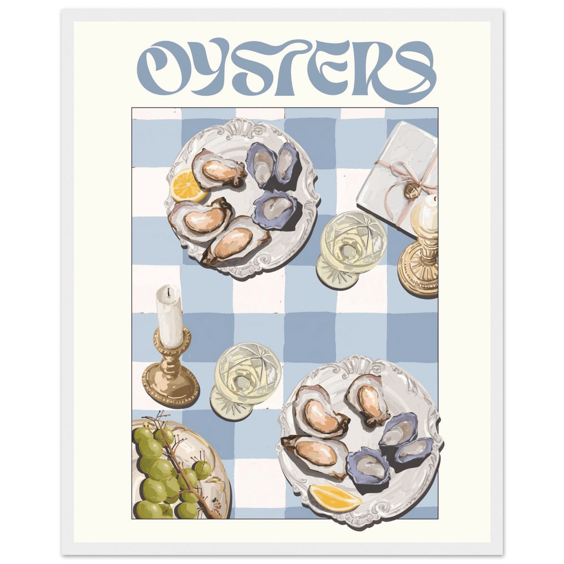 Oysters Poster – Playful Seafood Kitchen Wall Art Print (Digital & Printed Options) - Evergreen Posters