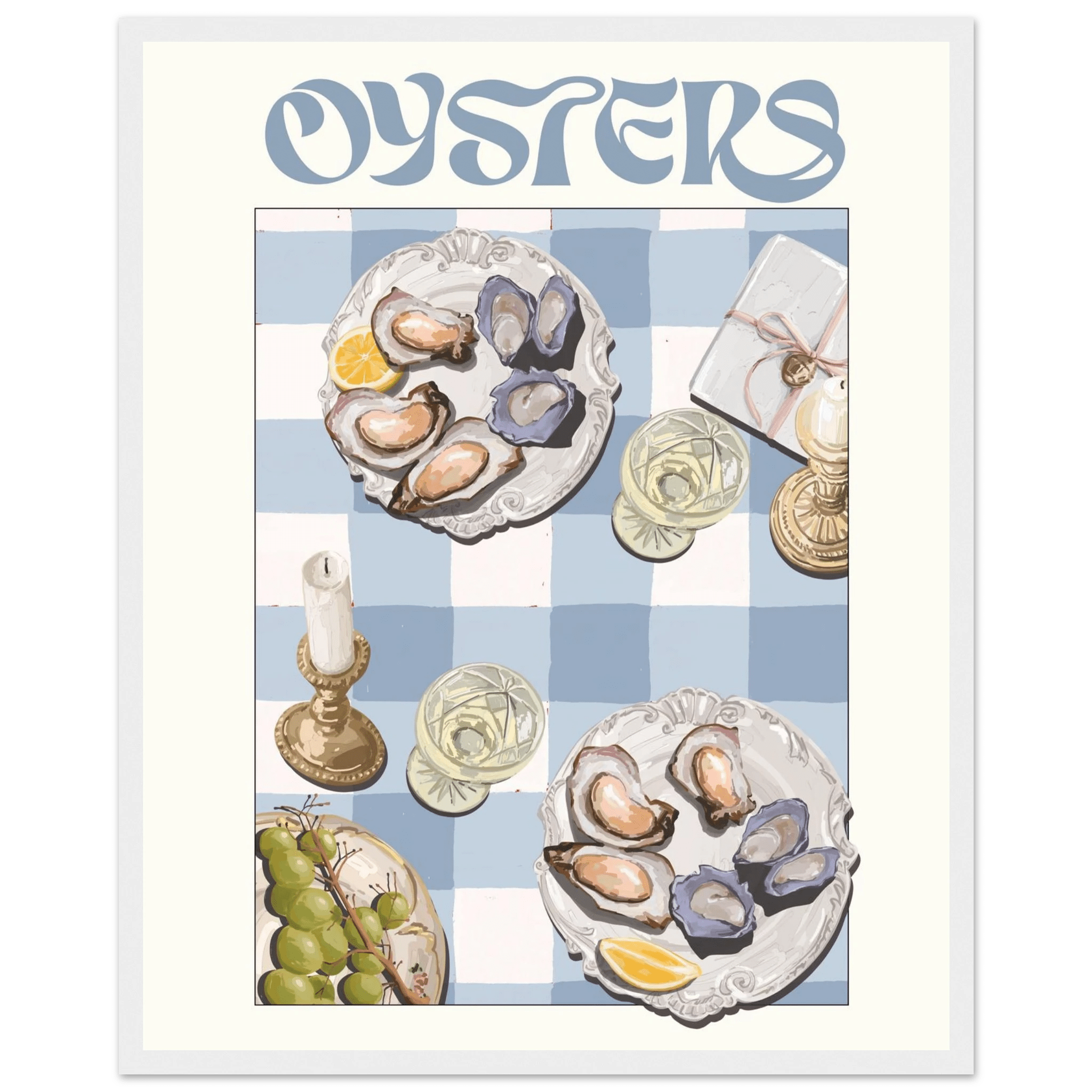 Oysters Poster – Playful Seafood Kitchen Wall Art Print (Digital & Printed Options) - Evergreen Posters
