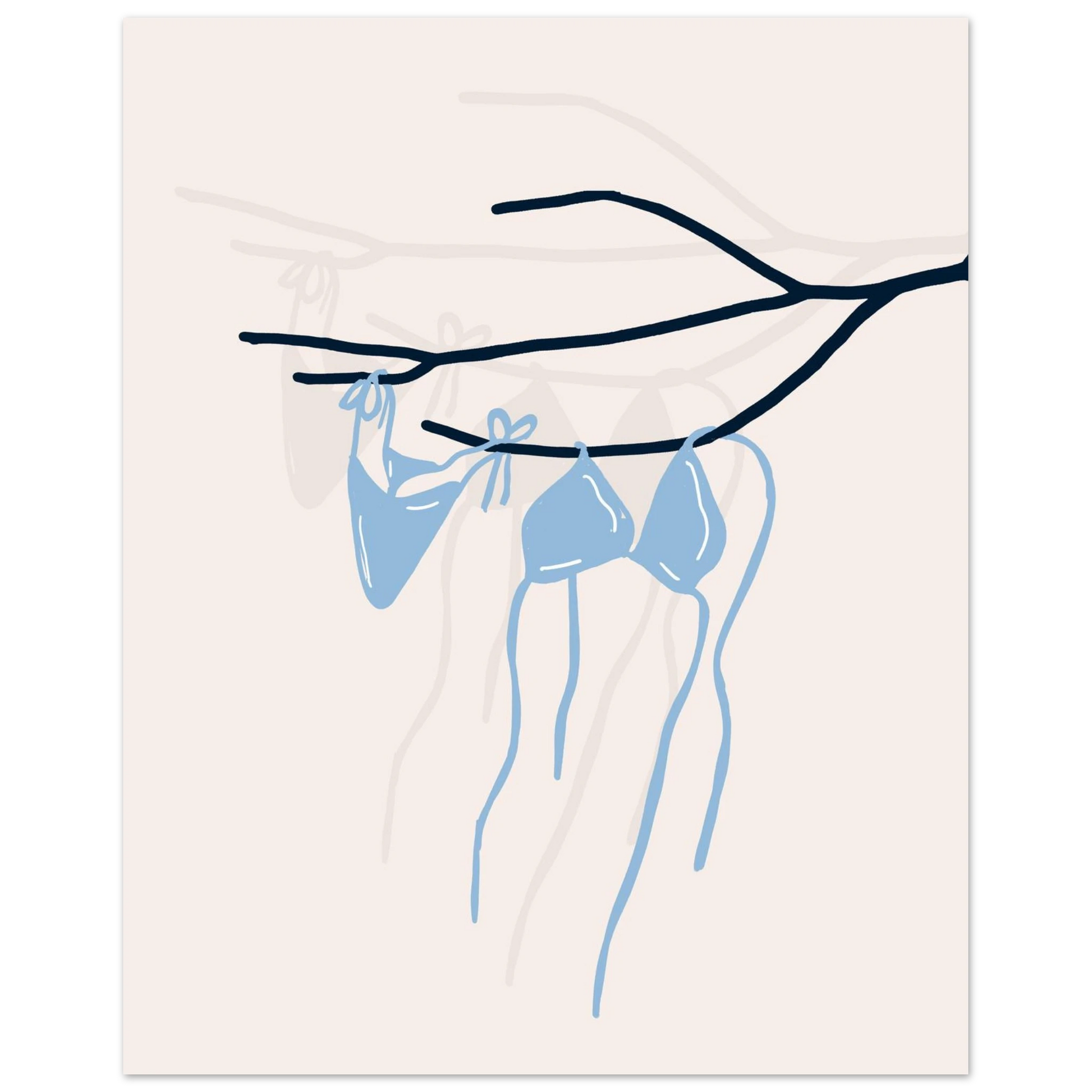 Coastal Bikini Line Art Poster – Minimalist Beach Wall Art Print - Evergreen Posters