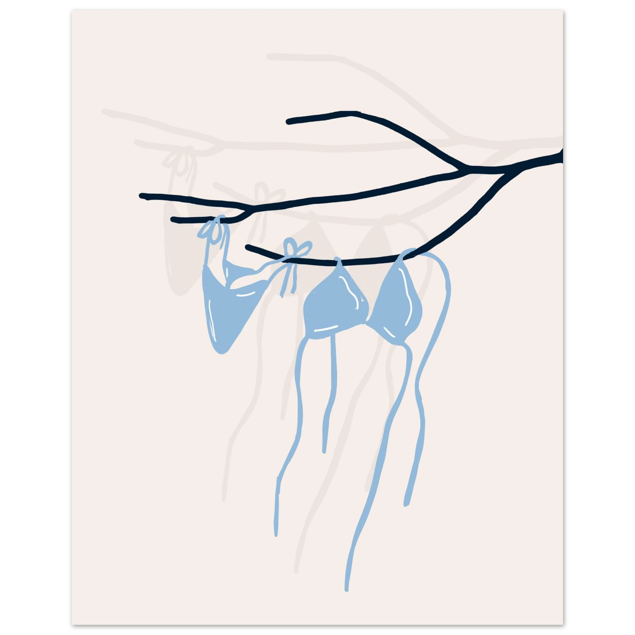 Coastal Bikini Line Art Poster – Minimalist Beach Wall Art Print - Evergreen Posters