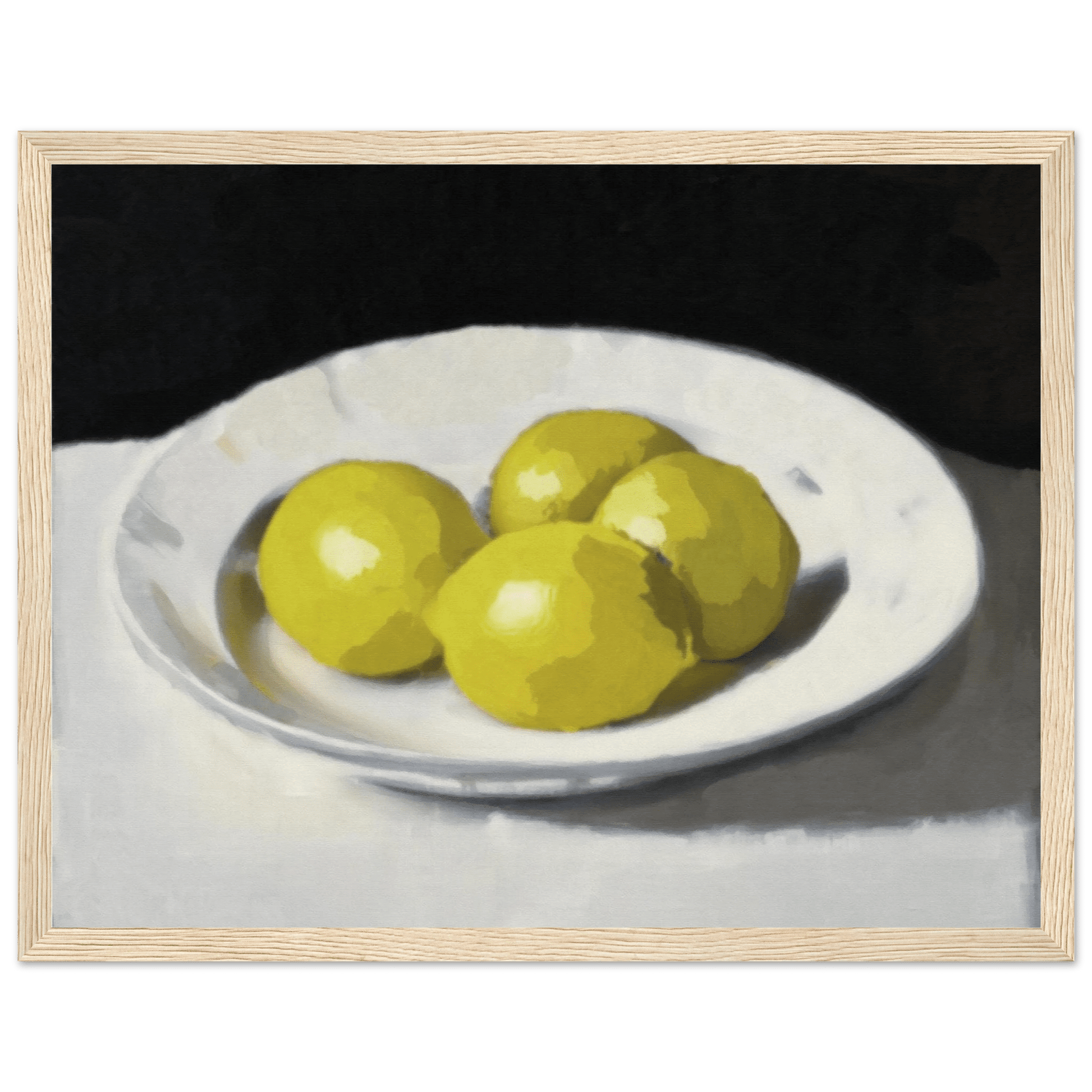 Lemons Print | Three Lemons Oil Painting Wall Art | Kitchen Still Life Poster - Evergreen Posters
