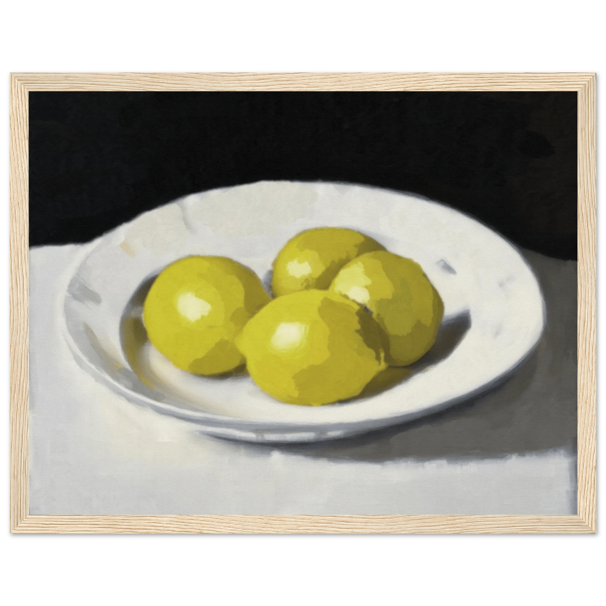 Lemons Print | Three Lemons Oil Painting Wall Art | Kitchen Still Life Poster - Evergreen Posters
