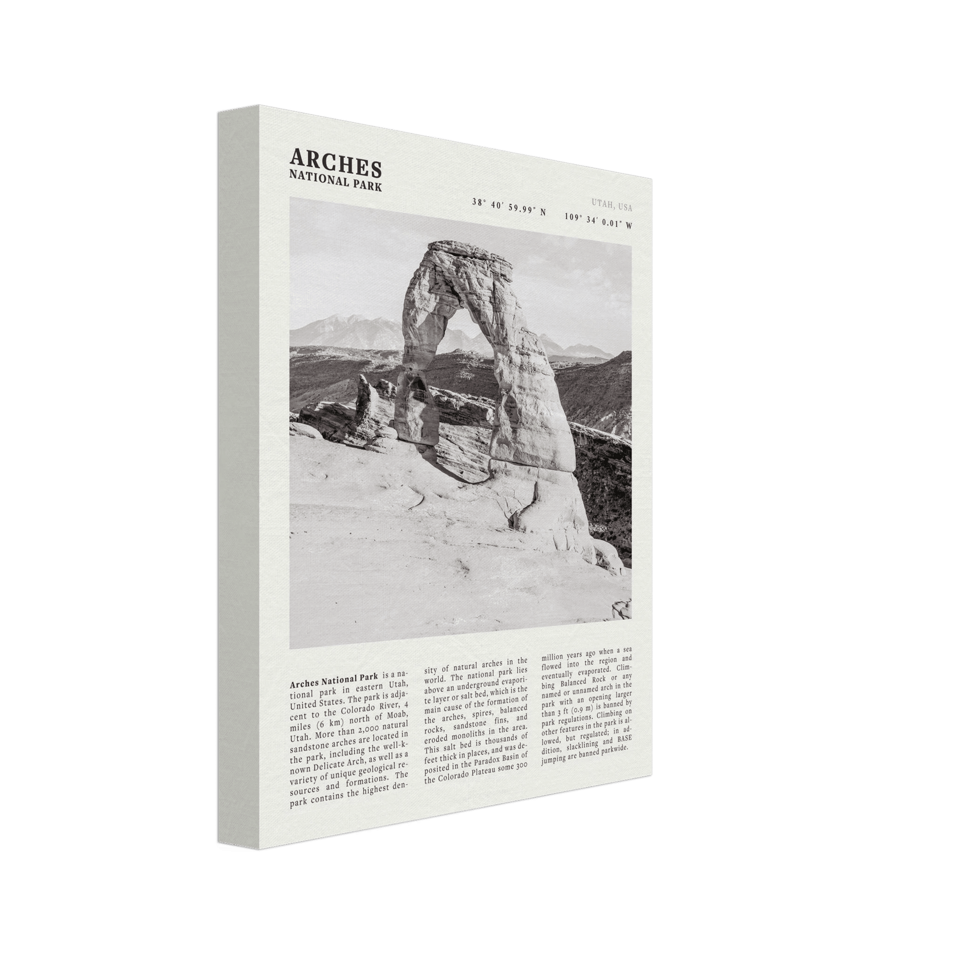 Arches National Park Poster | Black & White Utah Wall Art | Delicate Arch Print - Evergreen Posters