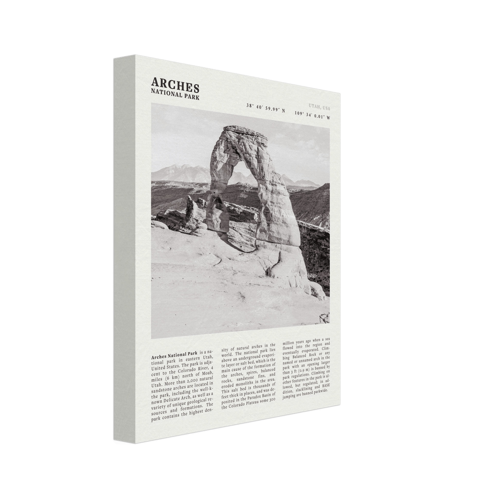 Arches National Park Poster | Black & White Utah Wall Art | Delicate Arch Print - Evergreen Posters