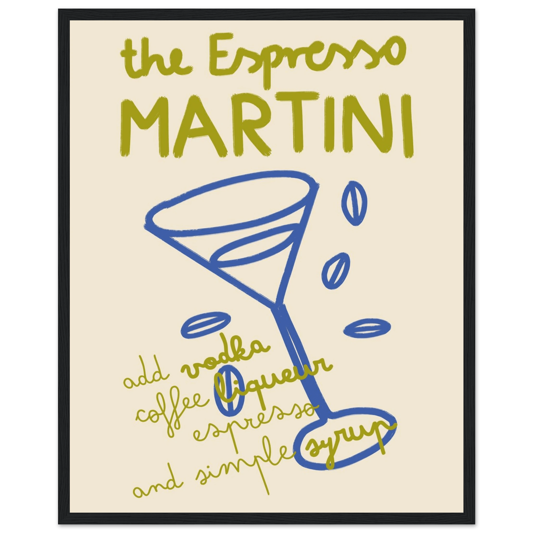 Espresso Martini Print | Cocktail Recipe Wall Art | Kitchen Bar Poster - Evergreen Posters
