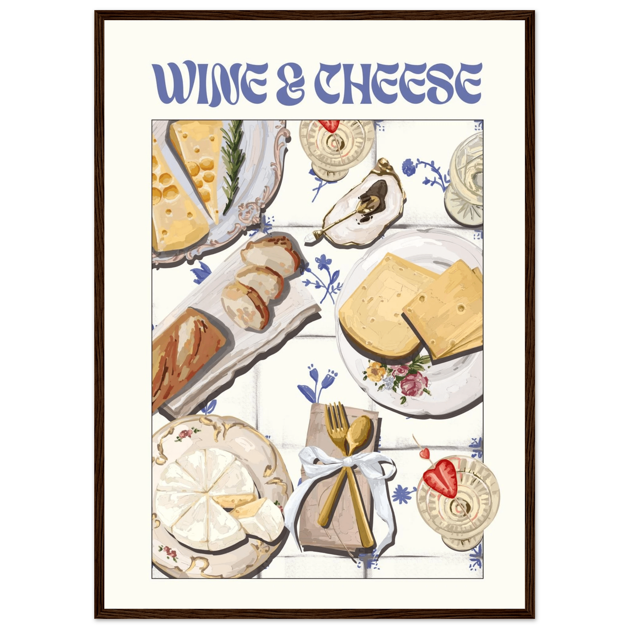Wine & Cheese Poster – Elegant Kitchen & Dining Wall Art Print (Digital & Printed Options) - Evergreen Posters