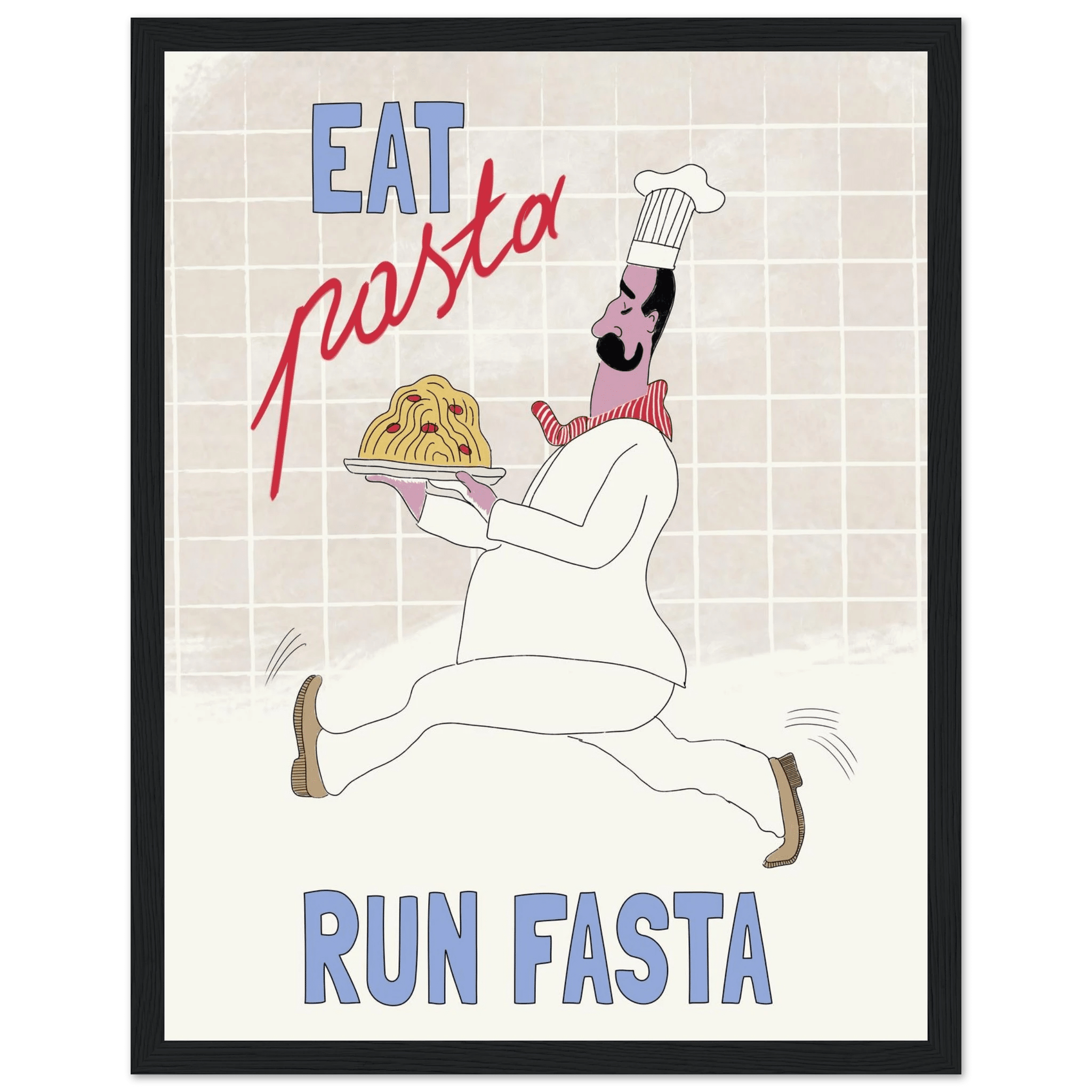 Eat Pasta Run Fasta Poster – Fun Kitchen Wall Art Print (Digital & Printed Options) - Evergreen Posters
