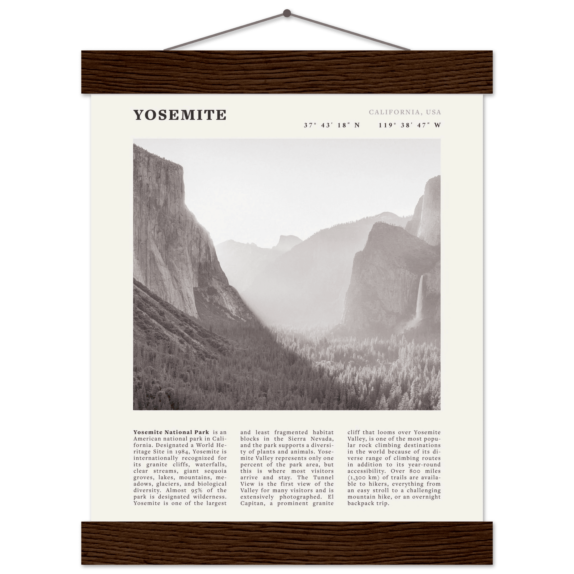 Yosemite Poster | Black & White National Park Wall Art | California Nature Print - Evergreen Posters