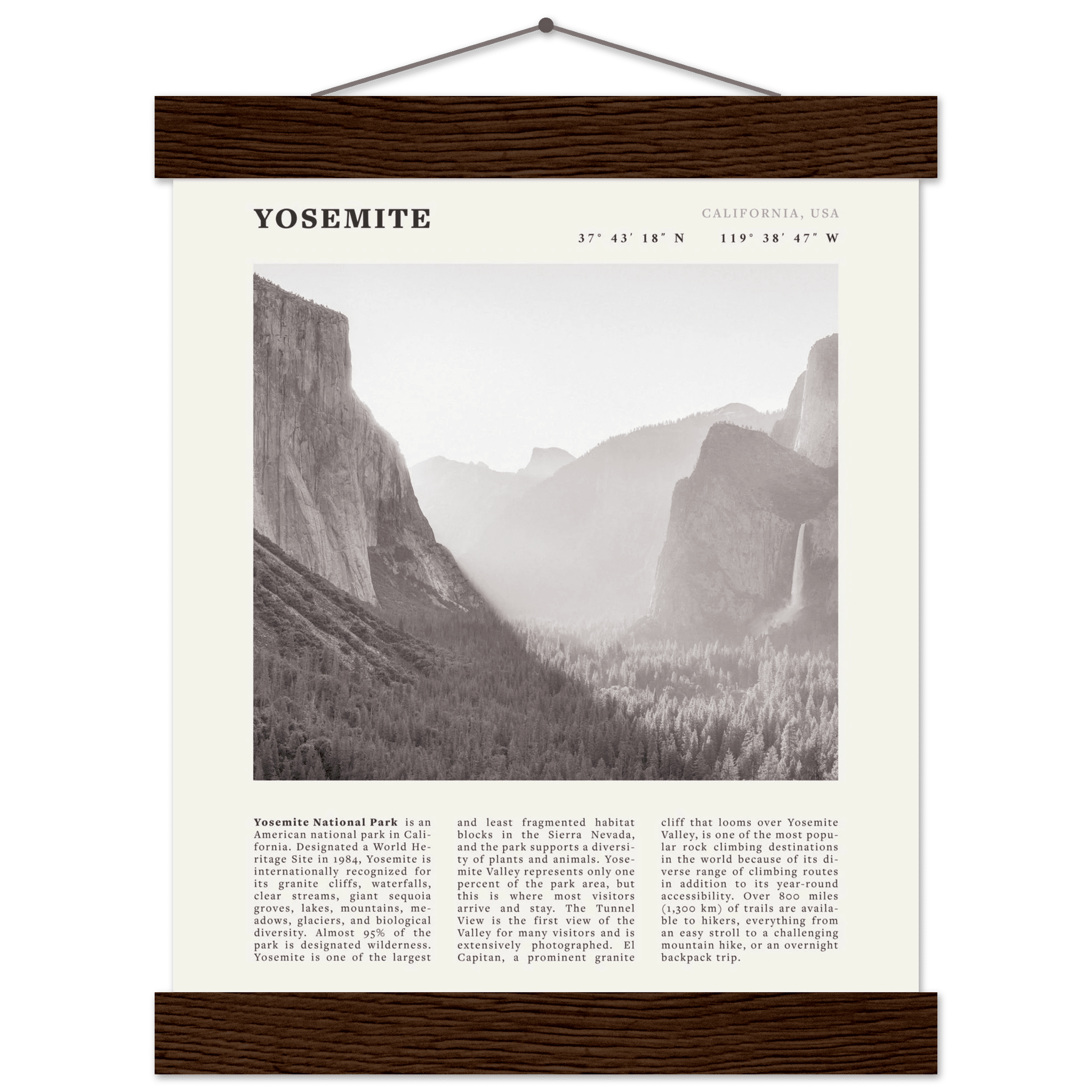 Yosemite Poster | Black & White National Park Wall Art | California Nature Print - Evergreen Posters