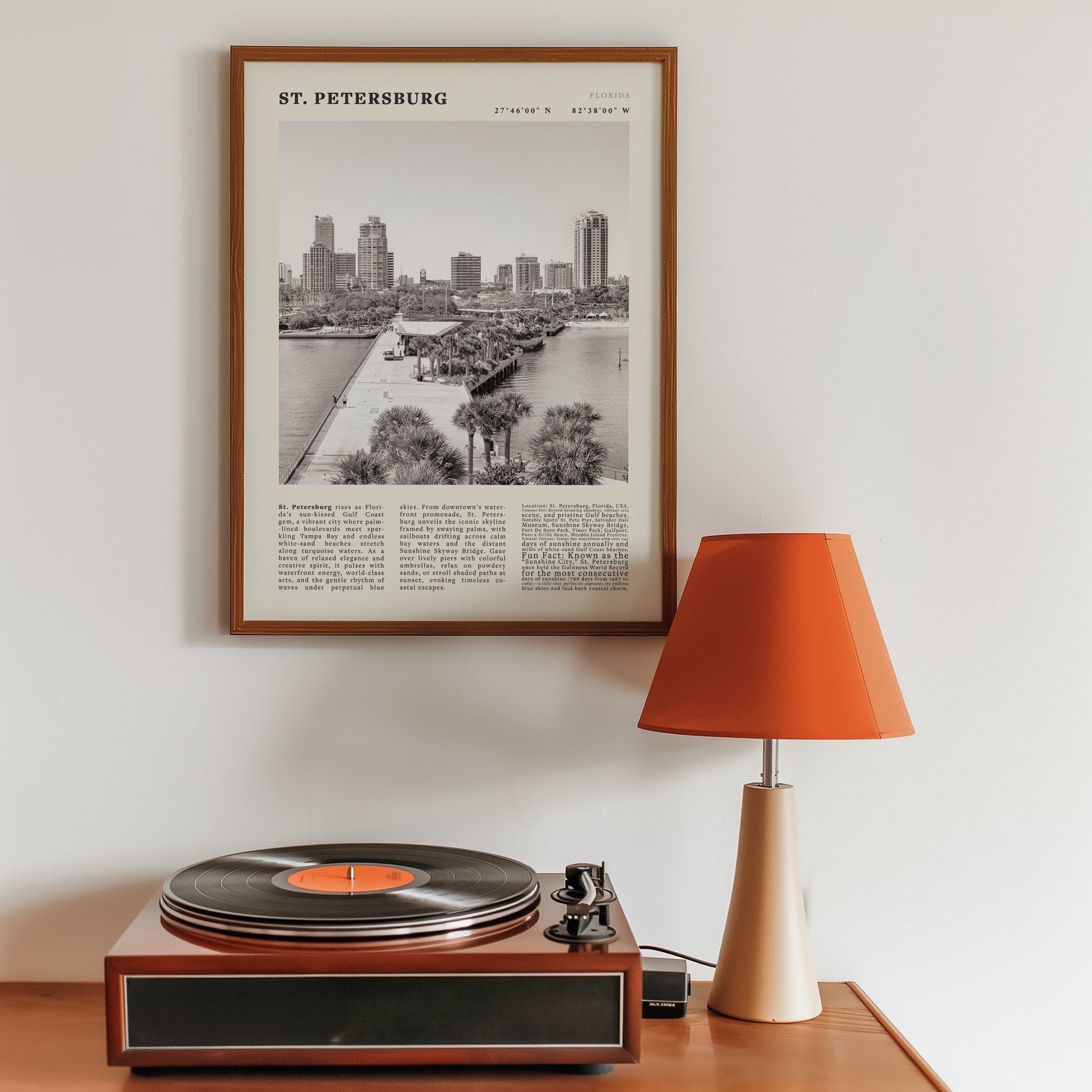 St. Petersburg Florida Poster Black and White – Vintage St Pete Skyline Print (Digital & Printed Options) - Evergreen Posters