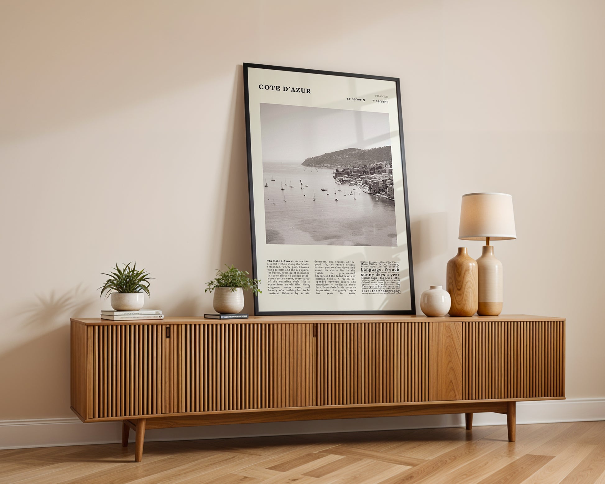Côte d'Azur Poster Black and White – Vintage French Riviera Coast Print (Digital & Printed Options) - Evergreen Posters