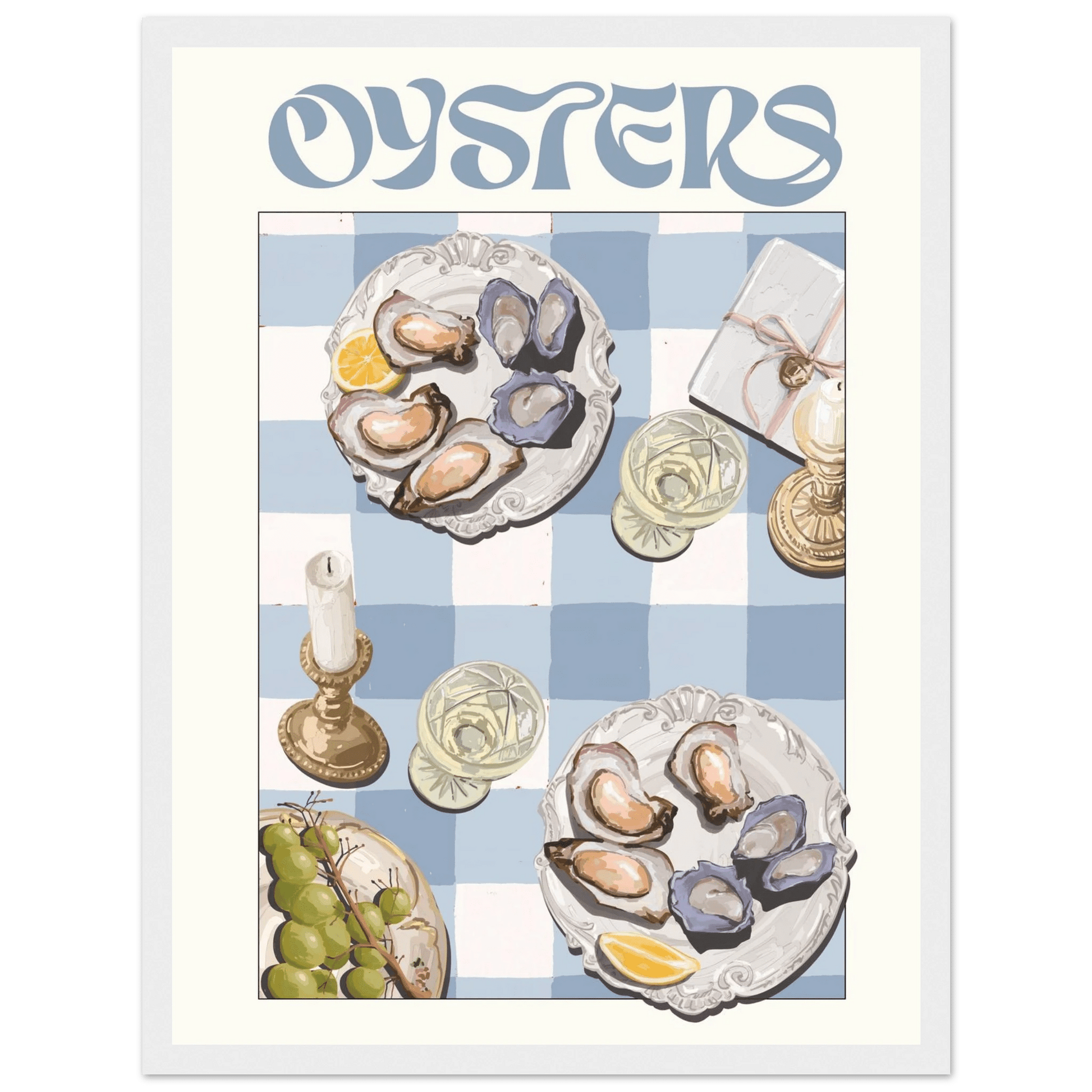 Oysters Poster – Playful Seafood Kitchen Wall Art Print (Digital & Printed Options) - Evergreen Posters