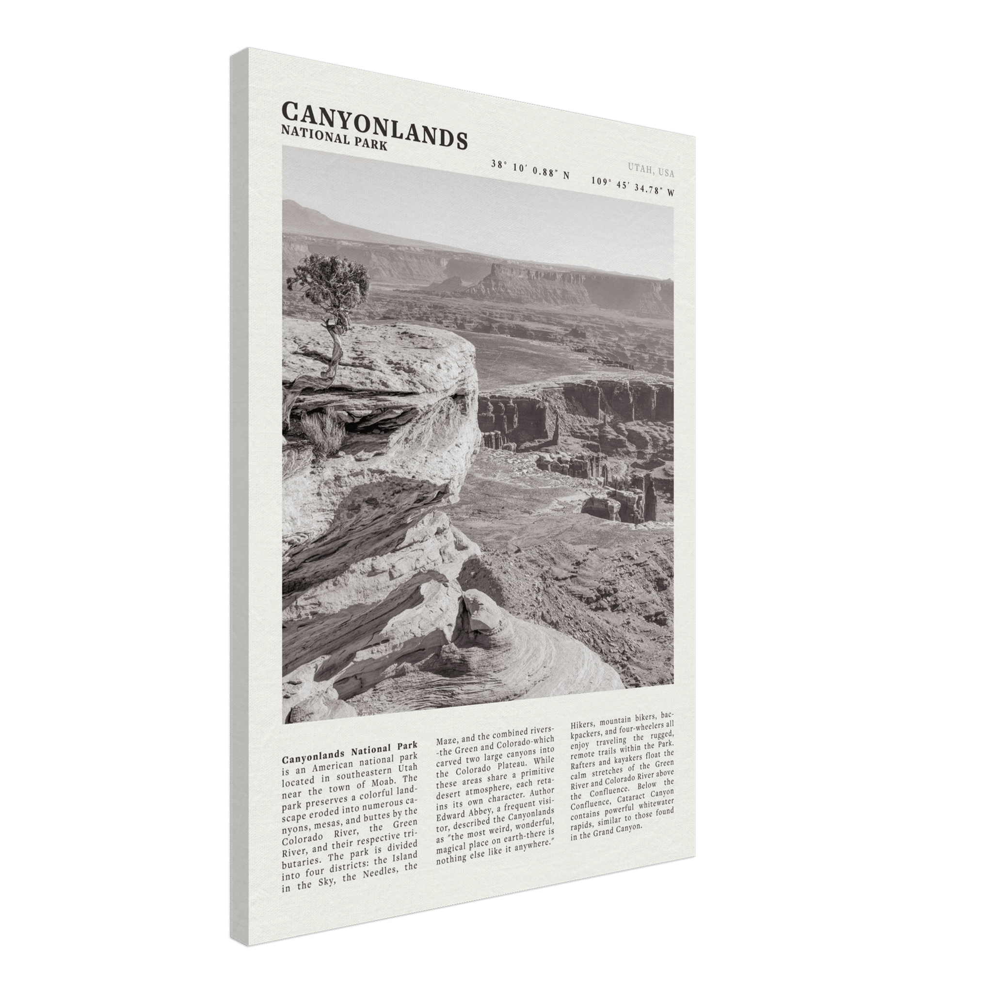 Canyonlands National Park Poster | Black & White Utah Wall Art | Canyon Travel Print - Evergreen Posters