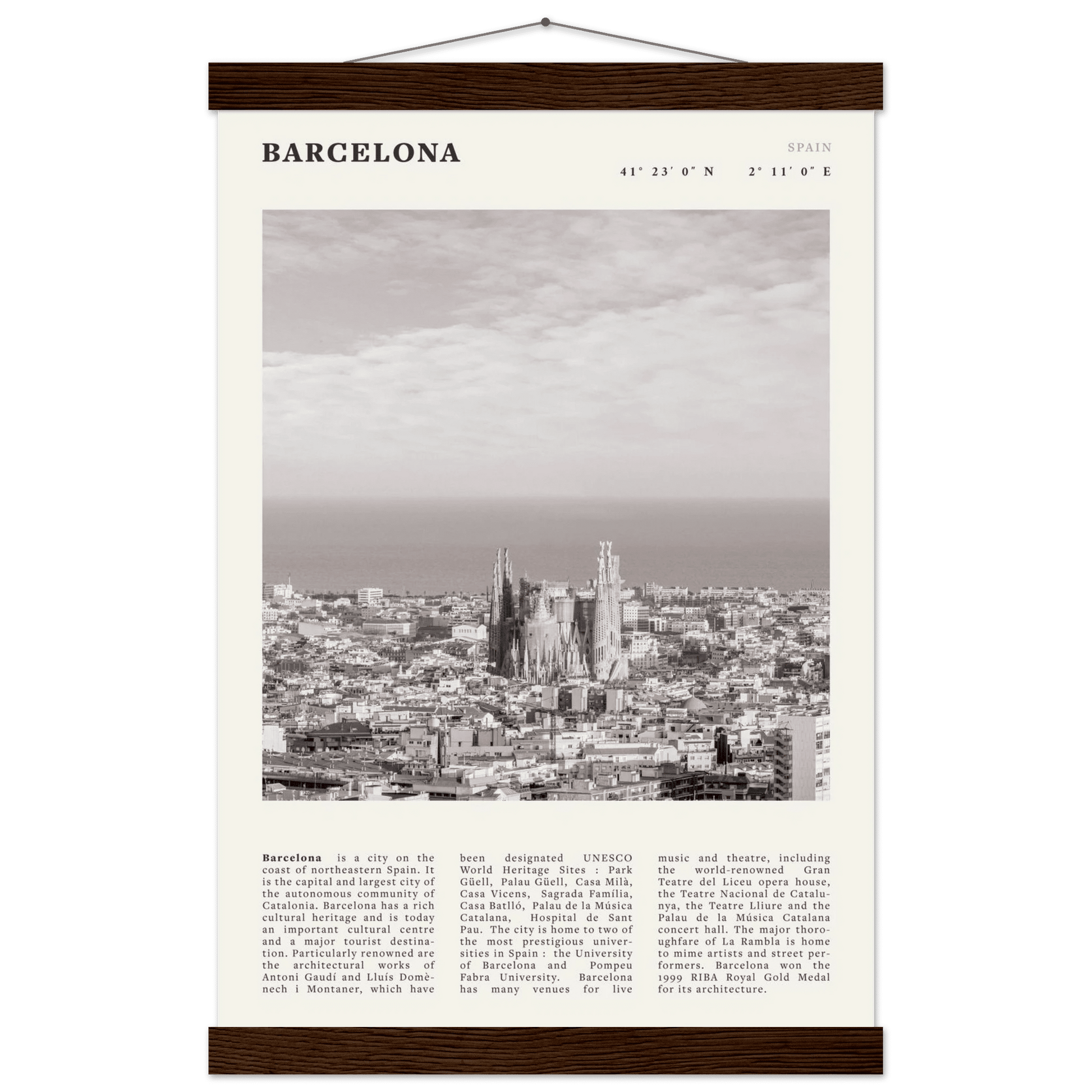 Barcelona Poster | Black & White Sagrada Familia Wall Art | Spain Travel Print - Evergreen Posters