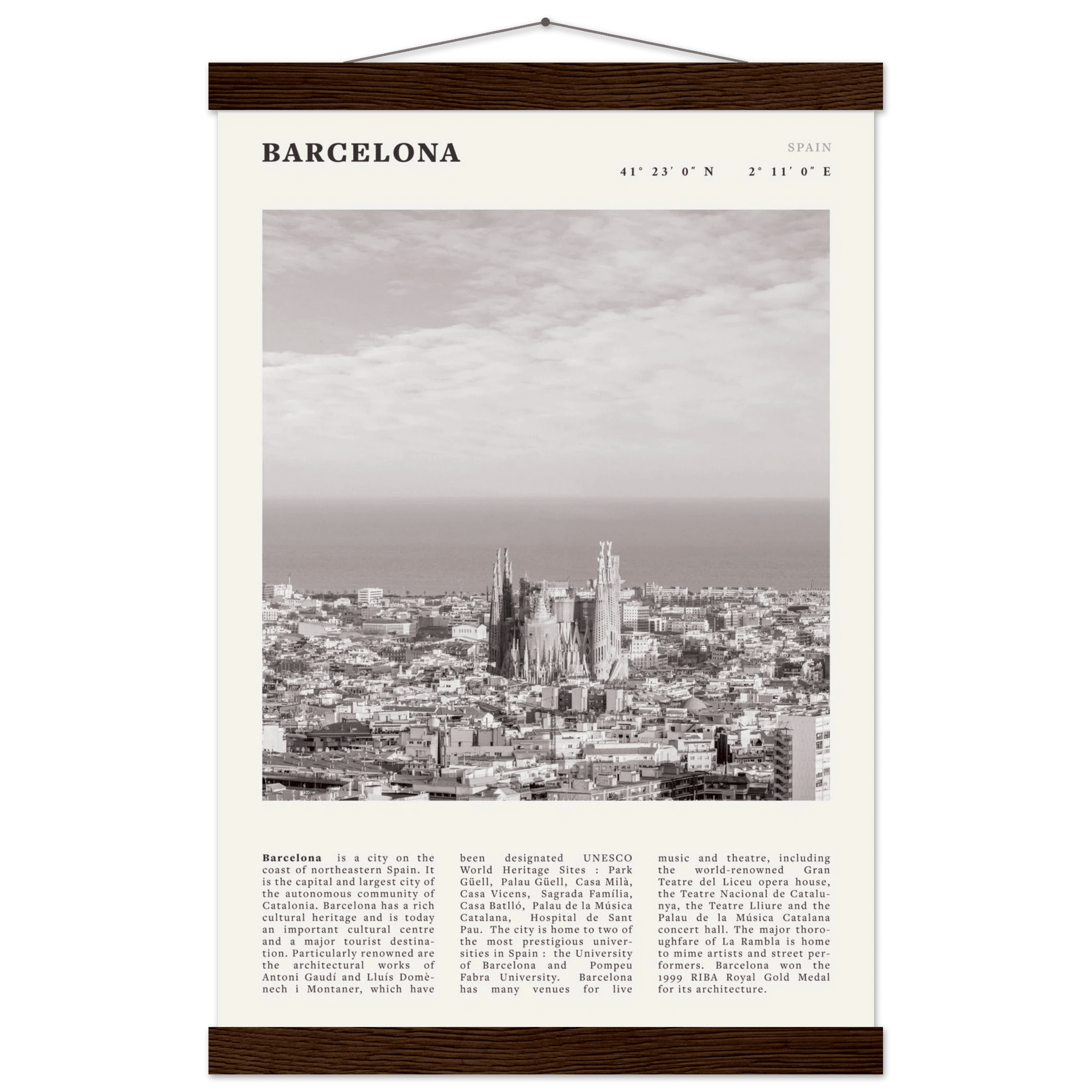 Barcelona Poster | Black & White Sagrada Familia Wall Art | Spain Travel Print - Evergreen Posters