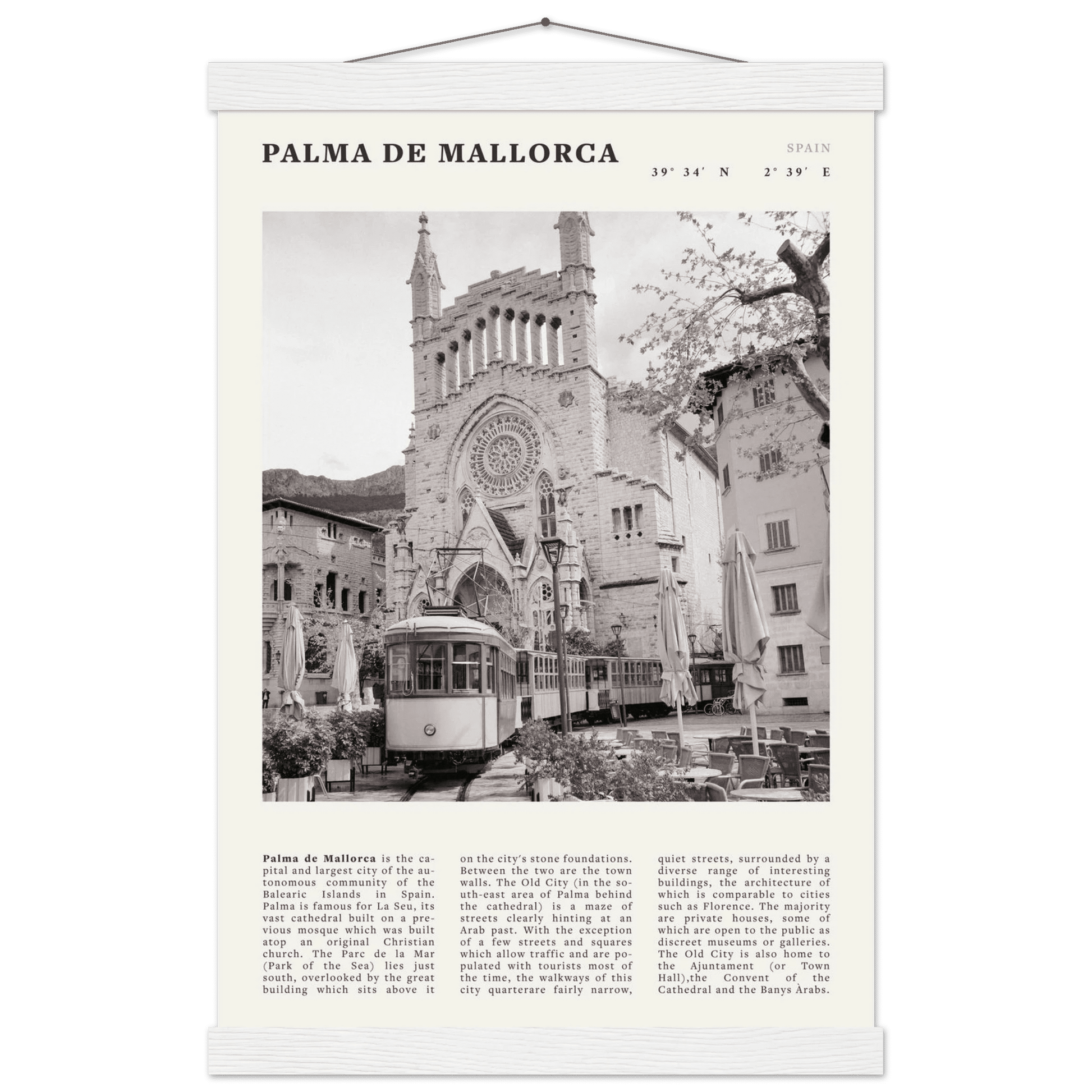 Palma de Mallorca Poster | Black & White Spain Wall Art | Travel Print | Mediterranean Decor - Evergreen Posters