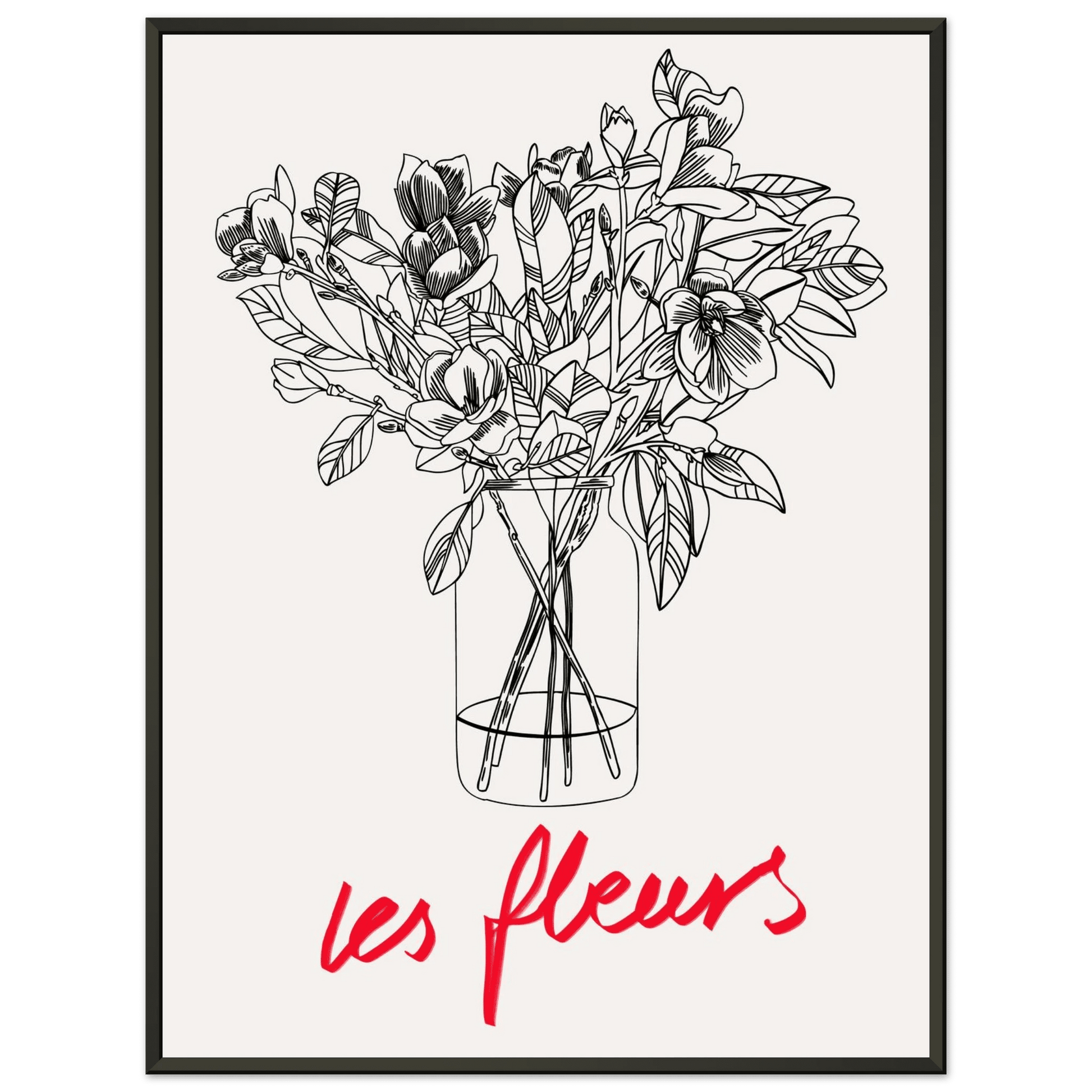 Les Fleurs Botanical Poster | French Flower Line Art Print | Minimalist Floral Wall Decor - Evergreen Posters