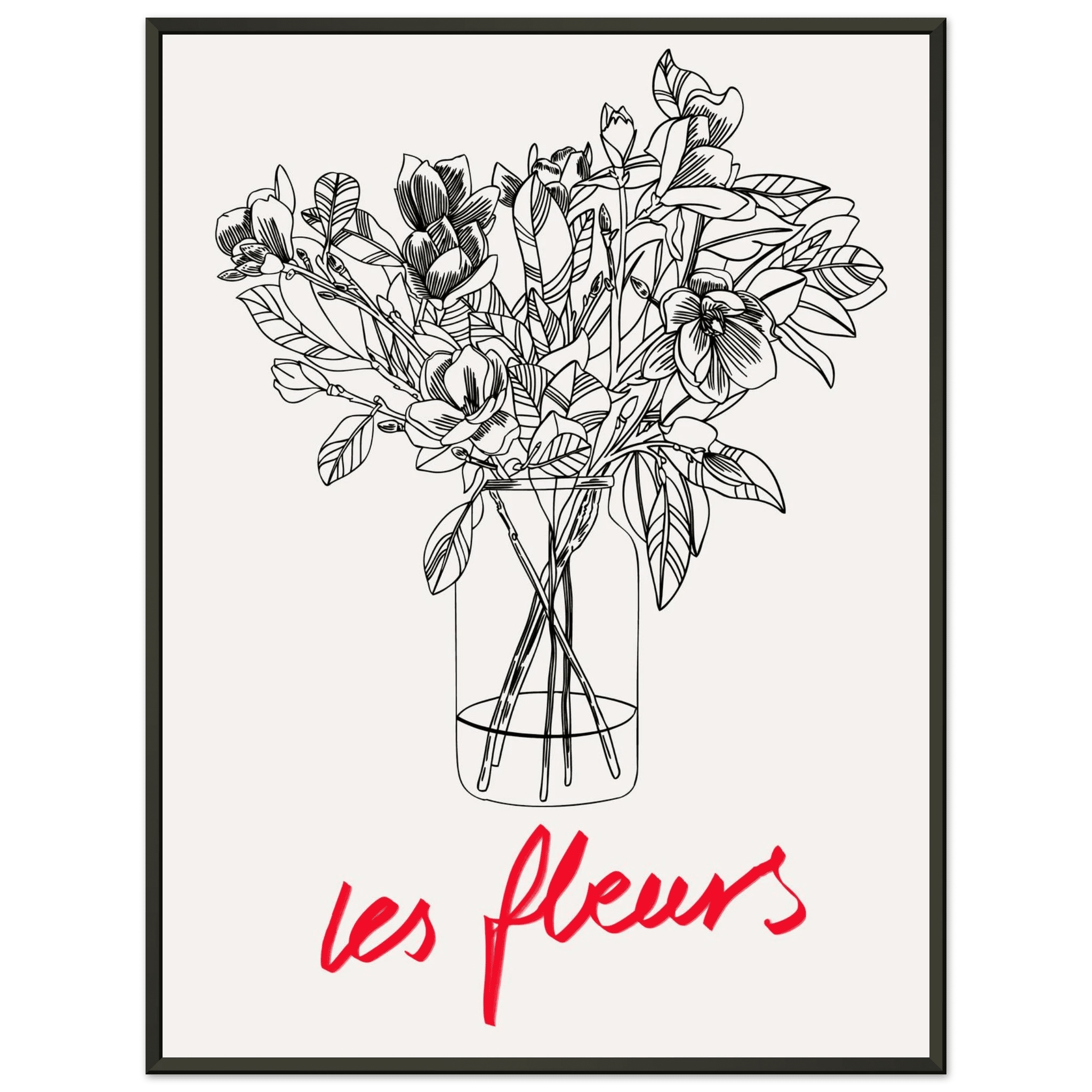 Les Fleurs Botanical Poster | French Flower Line Art Print | Minimalist Floral Wall Decor - Evergreen Posters