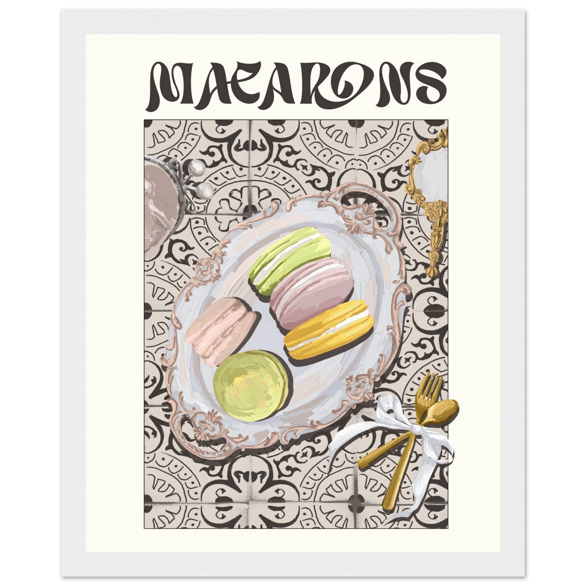 Macarons Poster – Playful French Patisserie Kitchen Wall Art Print (Digital & Printed Options) - Evergreen Posters