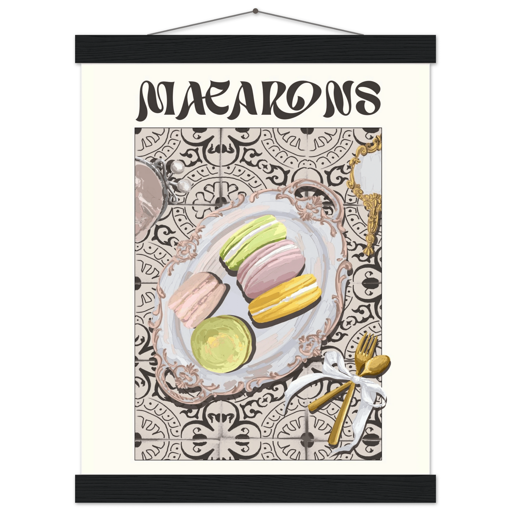 Macarons Poster – Playful French Patisserie Kitchen Wall Art Print (Digital & Printed Options) - Evergreen Posters