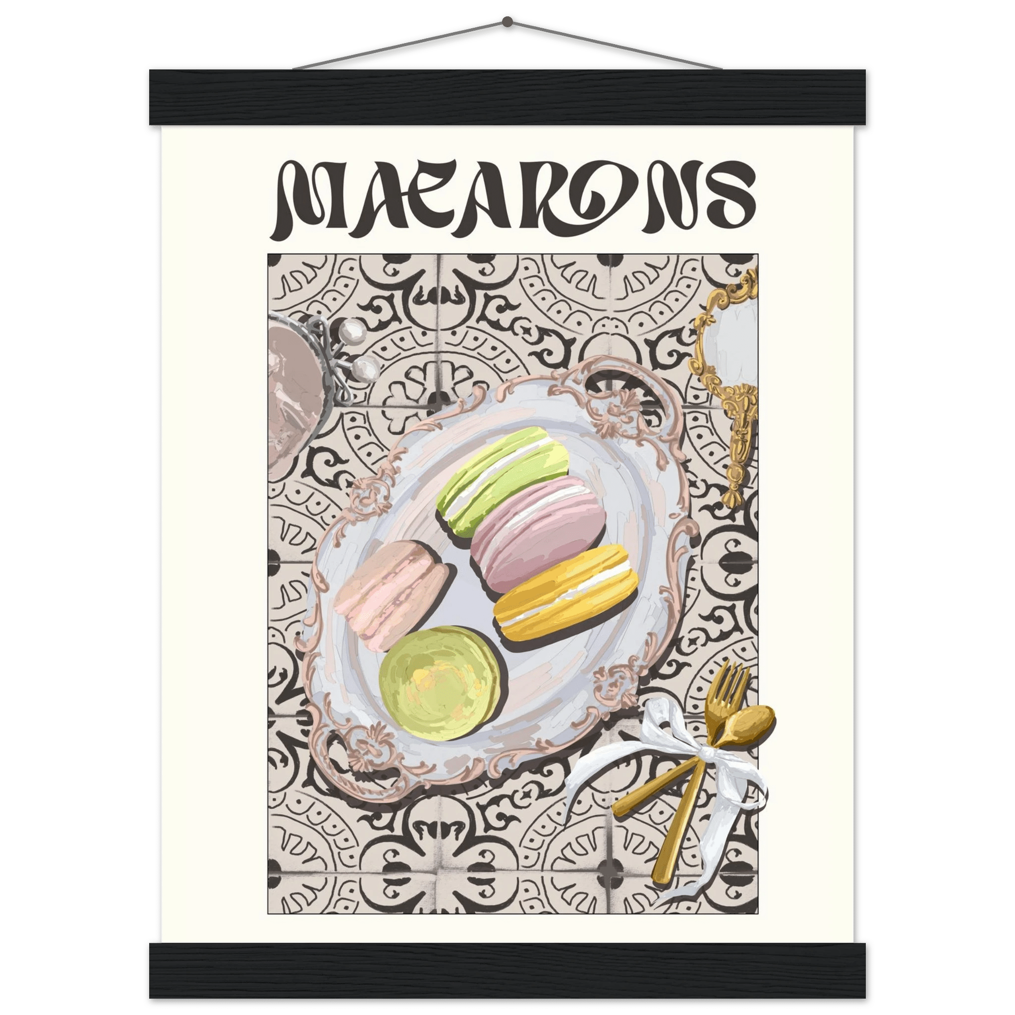Macarons Poster – Playful French Patisserie Kitchen Wall Art Print (Digital & Printed Options) - Evergreen Posters