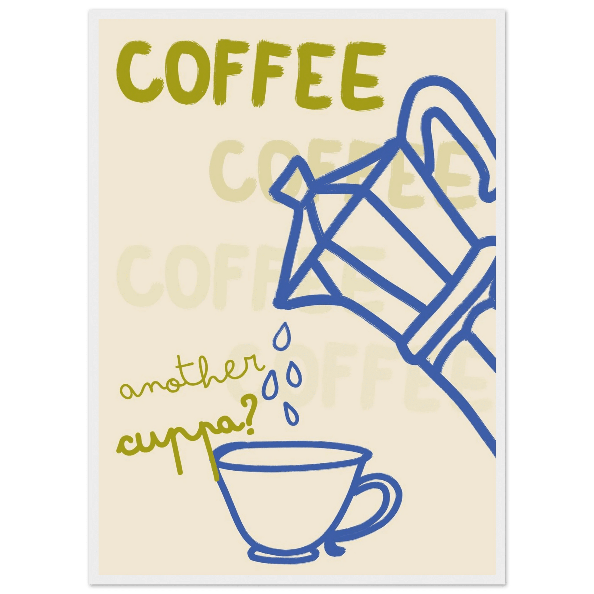 Coffee Print | Another Cuppa Moka Pot Wall Art | Kitchen Coffee Poster - Evergreen Posters