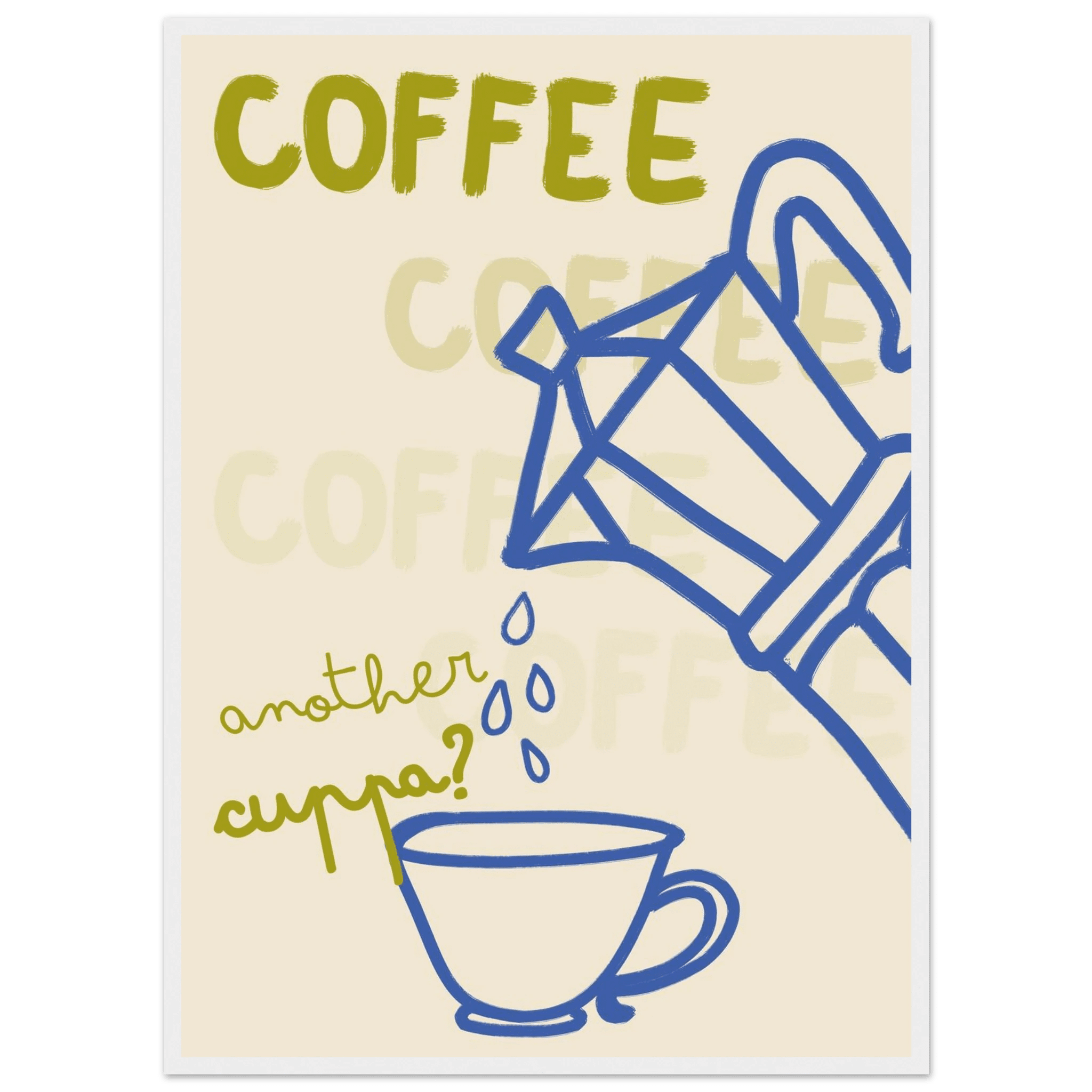 Coffee Print | Another Cuppa Moka Pot Wall Art | Kitchen Coffee Poster - Evergreen Posters
