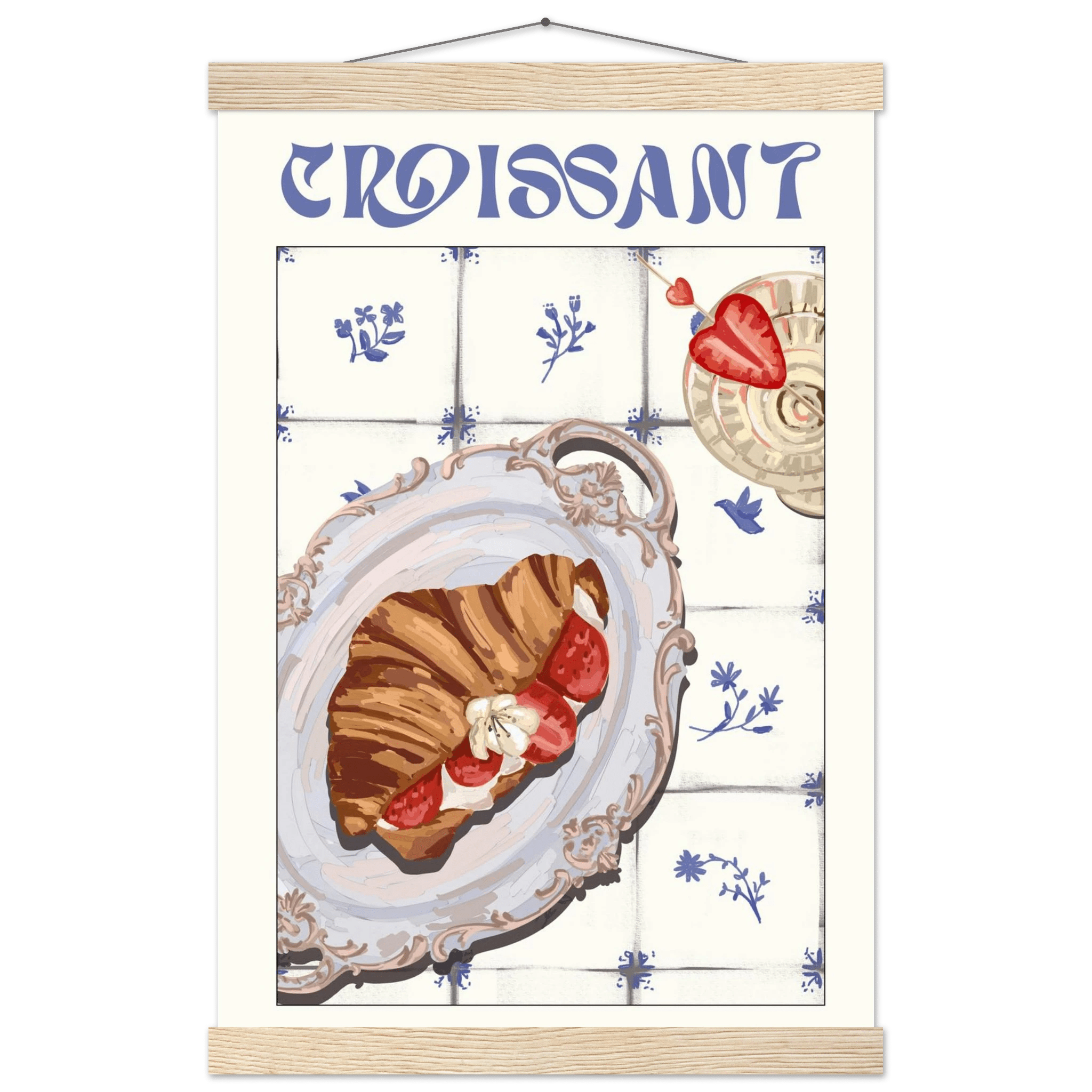 Croissant Poster – Charming French Breakfast Kitchen Wall Art Print (Digital & Printed Options) - Evergreen Posters