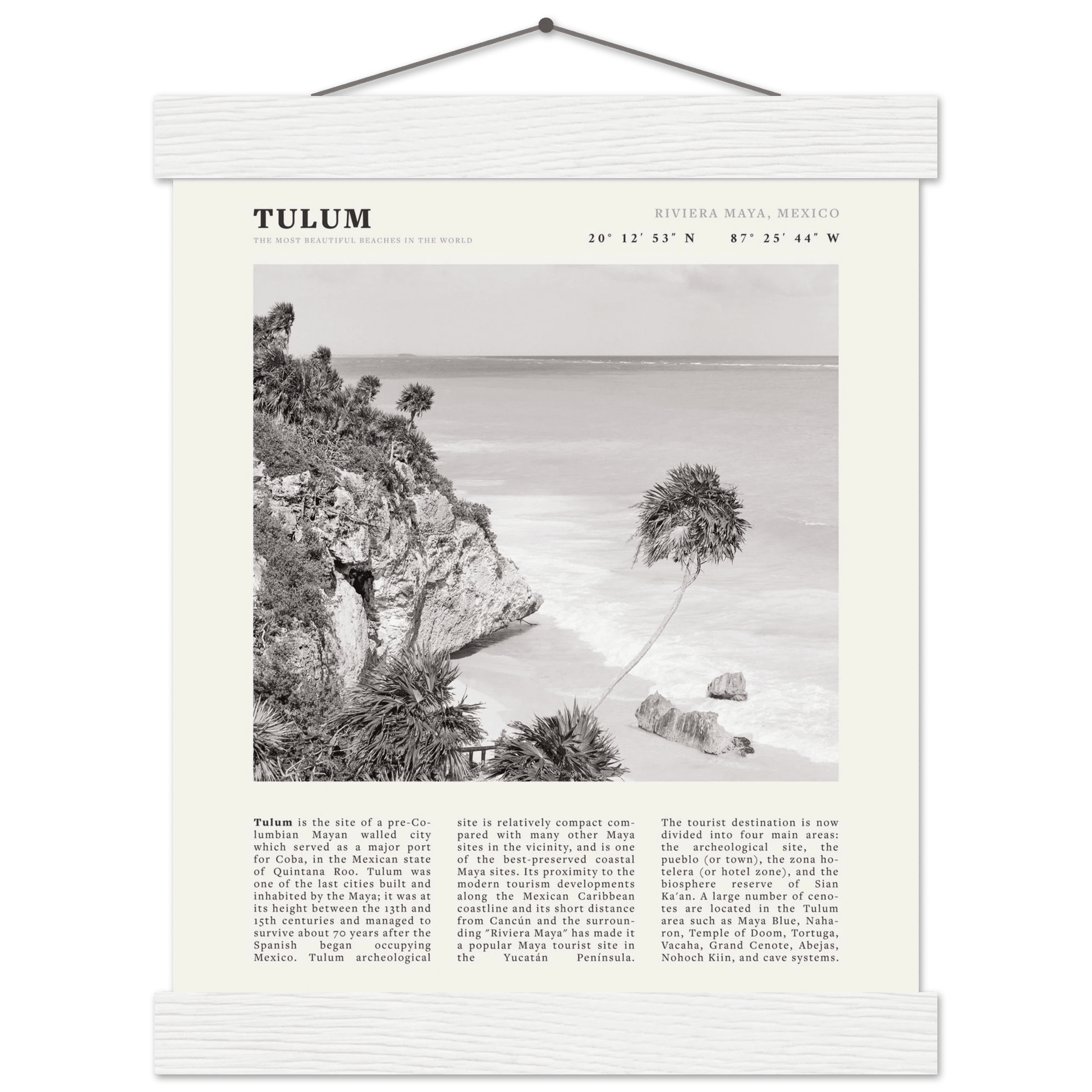 Tulum Poster | Black & White Riviera Maya Mexico Wall Art | Beach Travel Print - Evergreen Posters