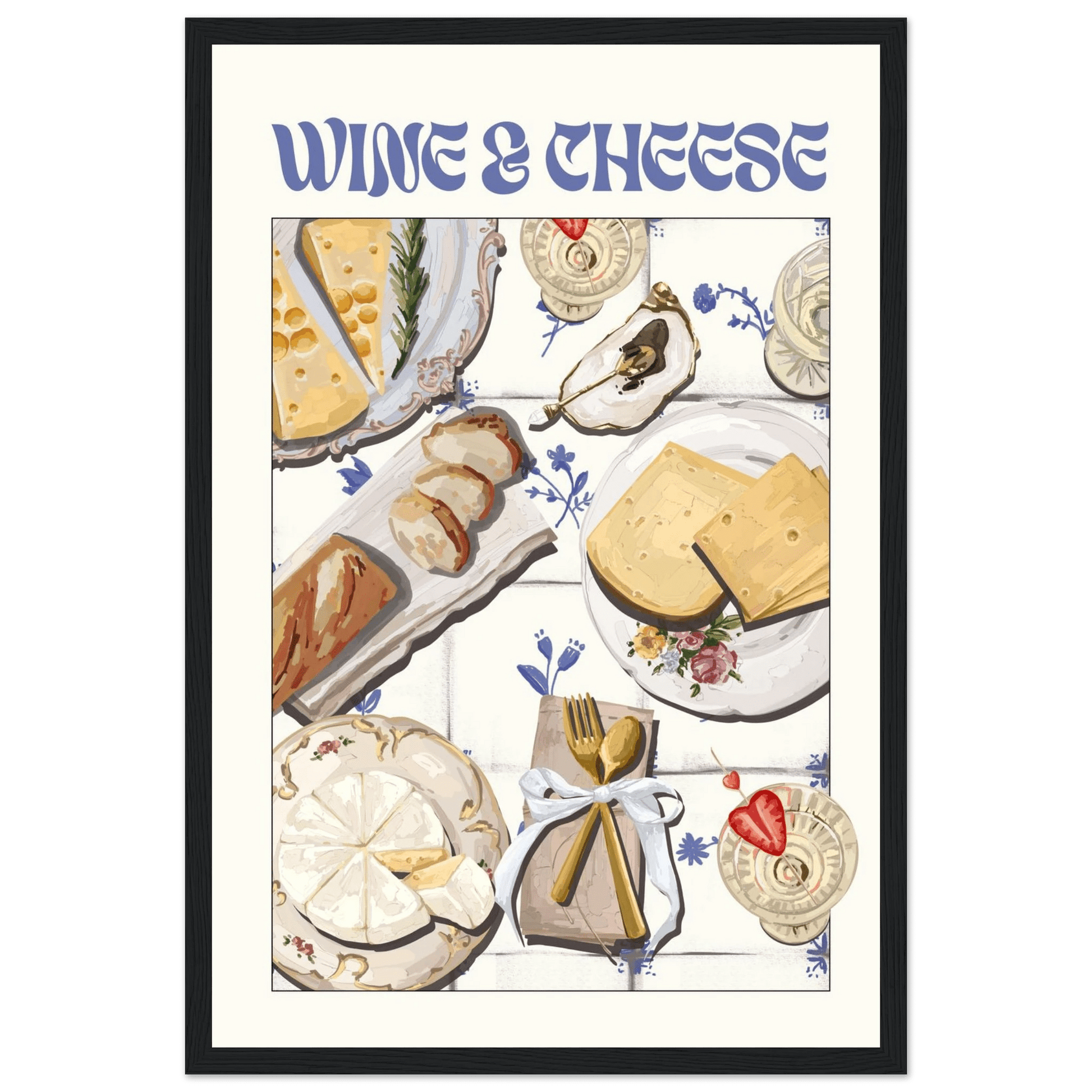 Wine & Cheese Poster – Elegant Kitchen & Dining Wall Art Print (Digital & Printed Options) - Evergreen Posters