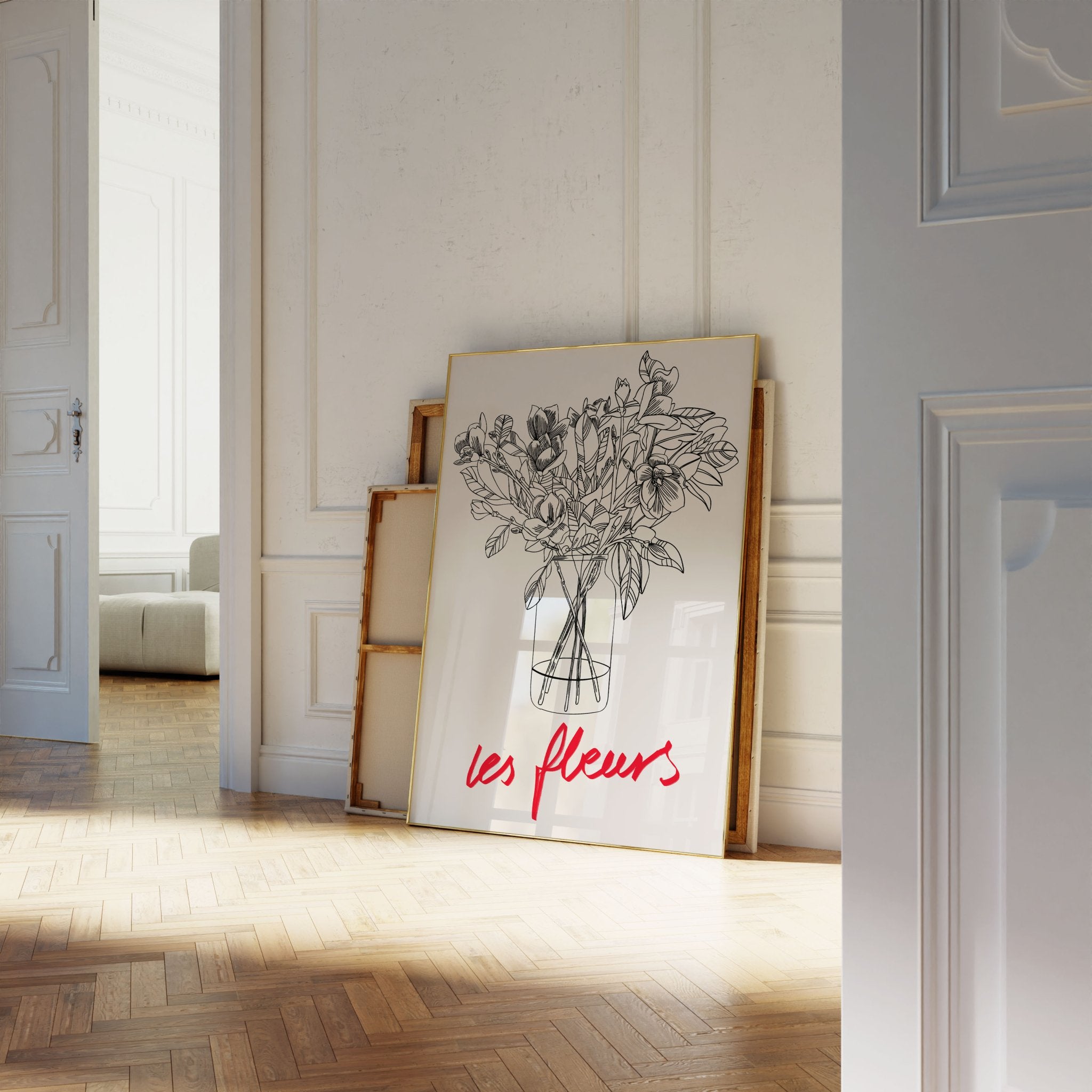 Les Fleurs Botanical Poster | French Flower Line Art Print | Minimalist Floral Wall Decor - Evergreen Posters
