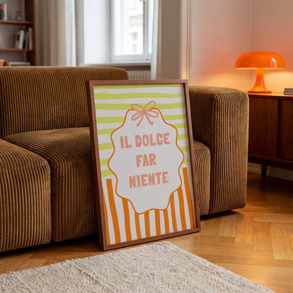 Il Dolce Far Niente Italian Print | Coquette Stripe Wall Art - Evergreen Posters